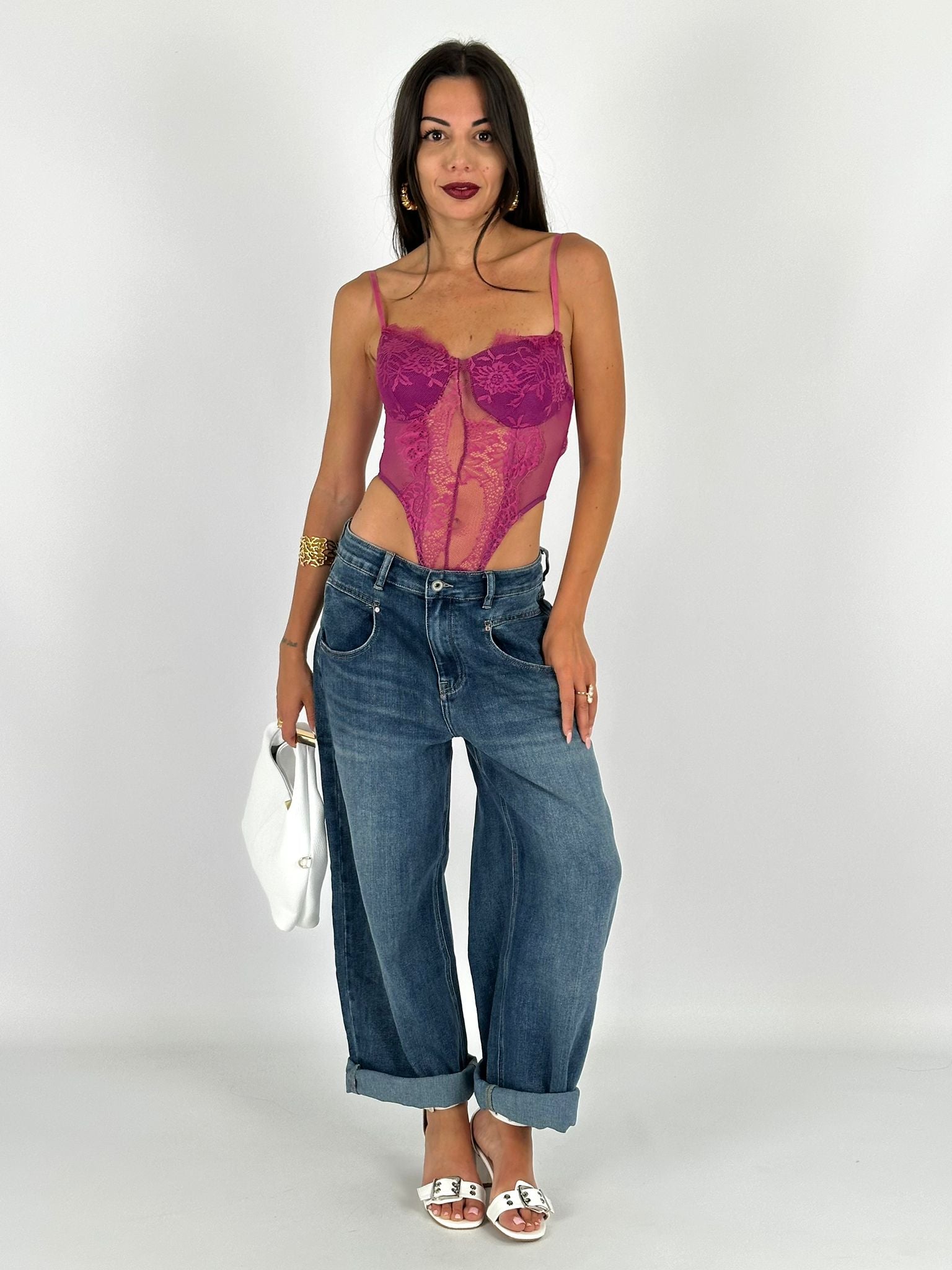 Body pizzo malva