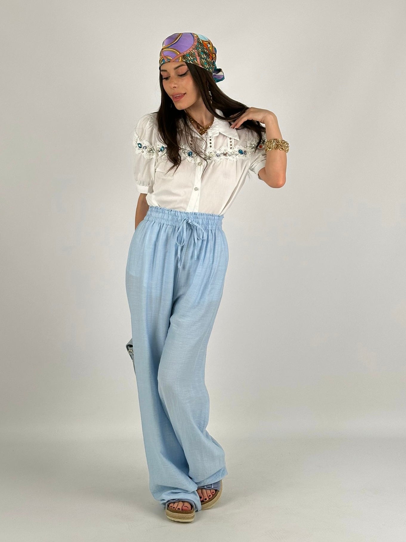 Camicia pietre colorate bianca