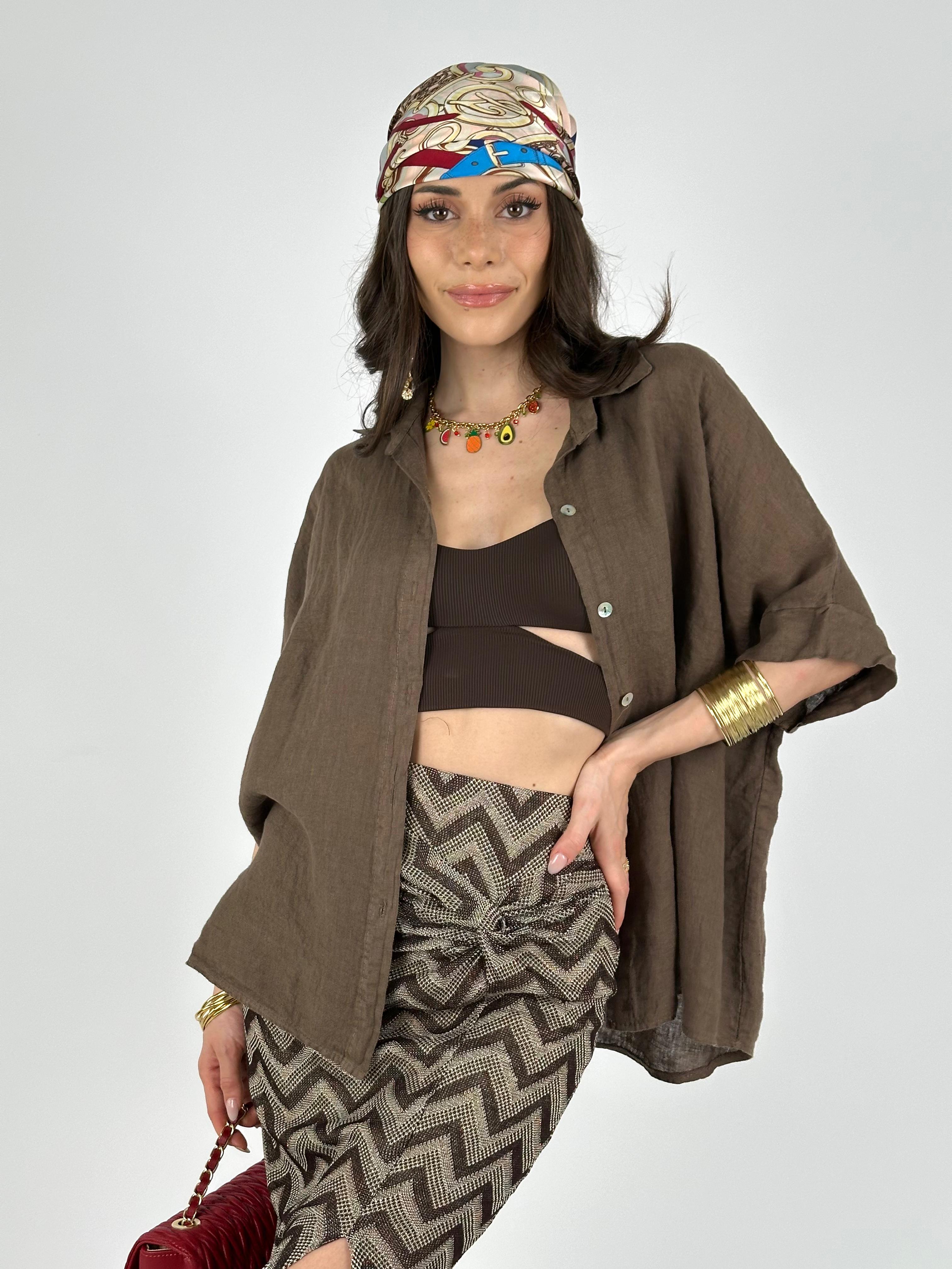 Camicia in puro lino testa di moro