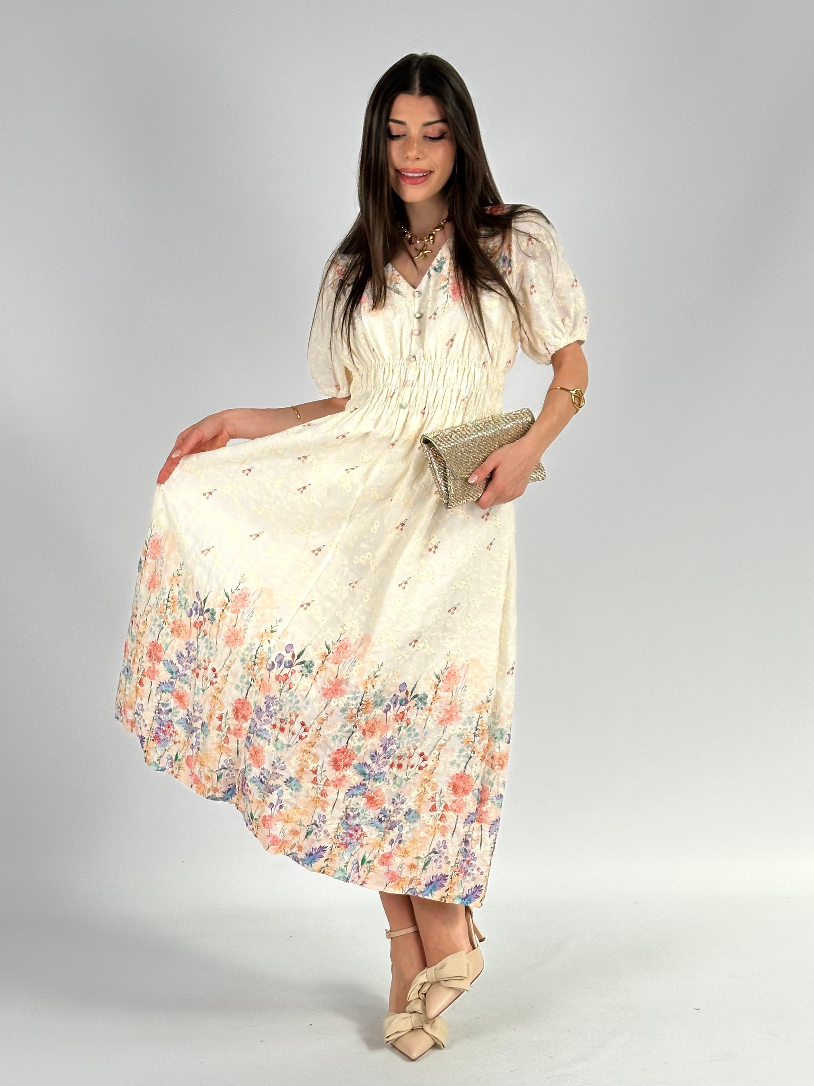 Abito premium flowers beige