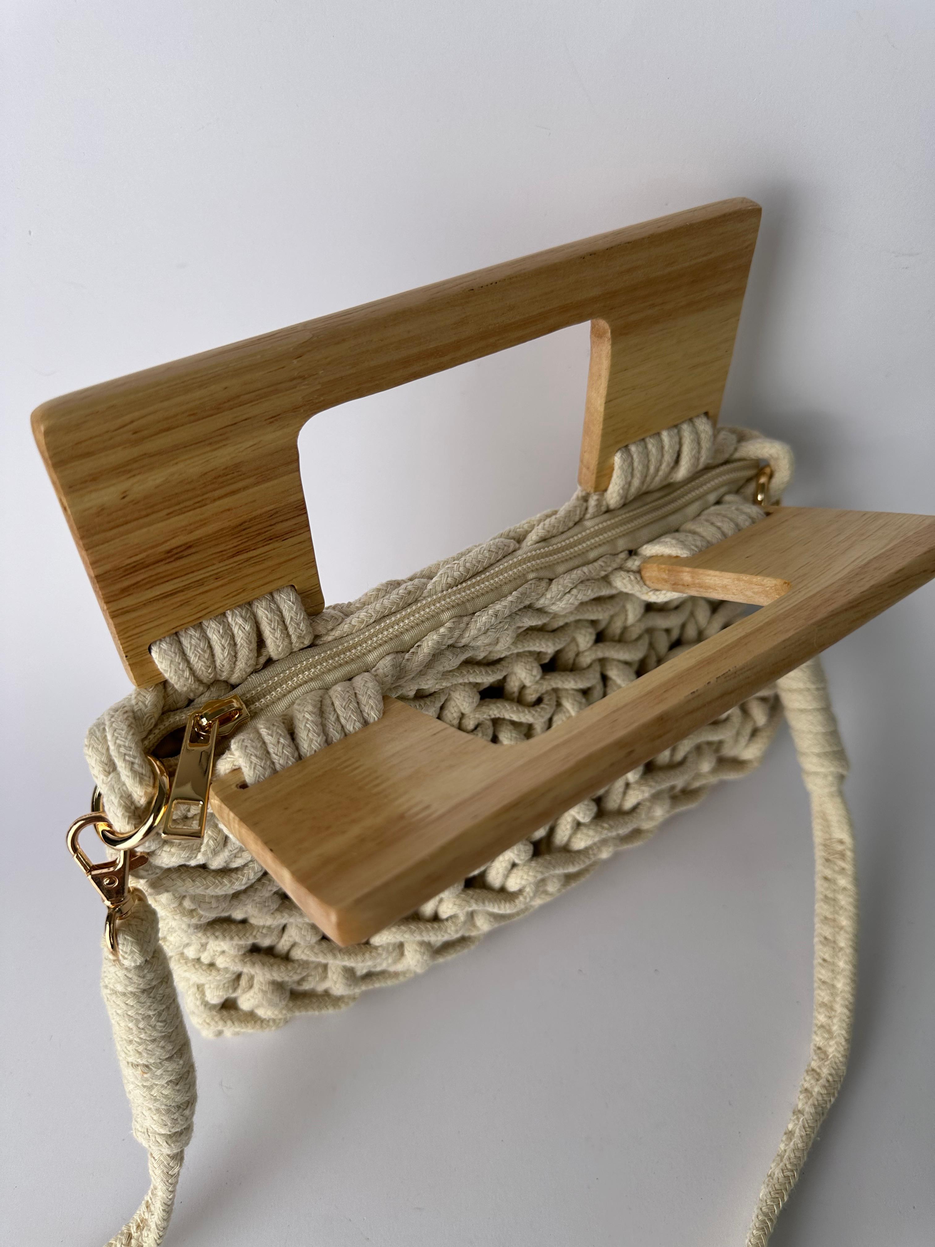 Borsa uncinetto bamboo beige
