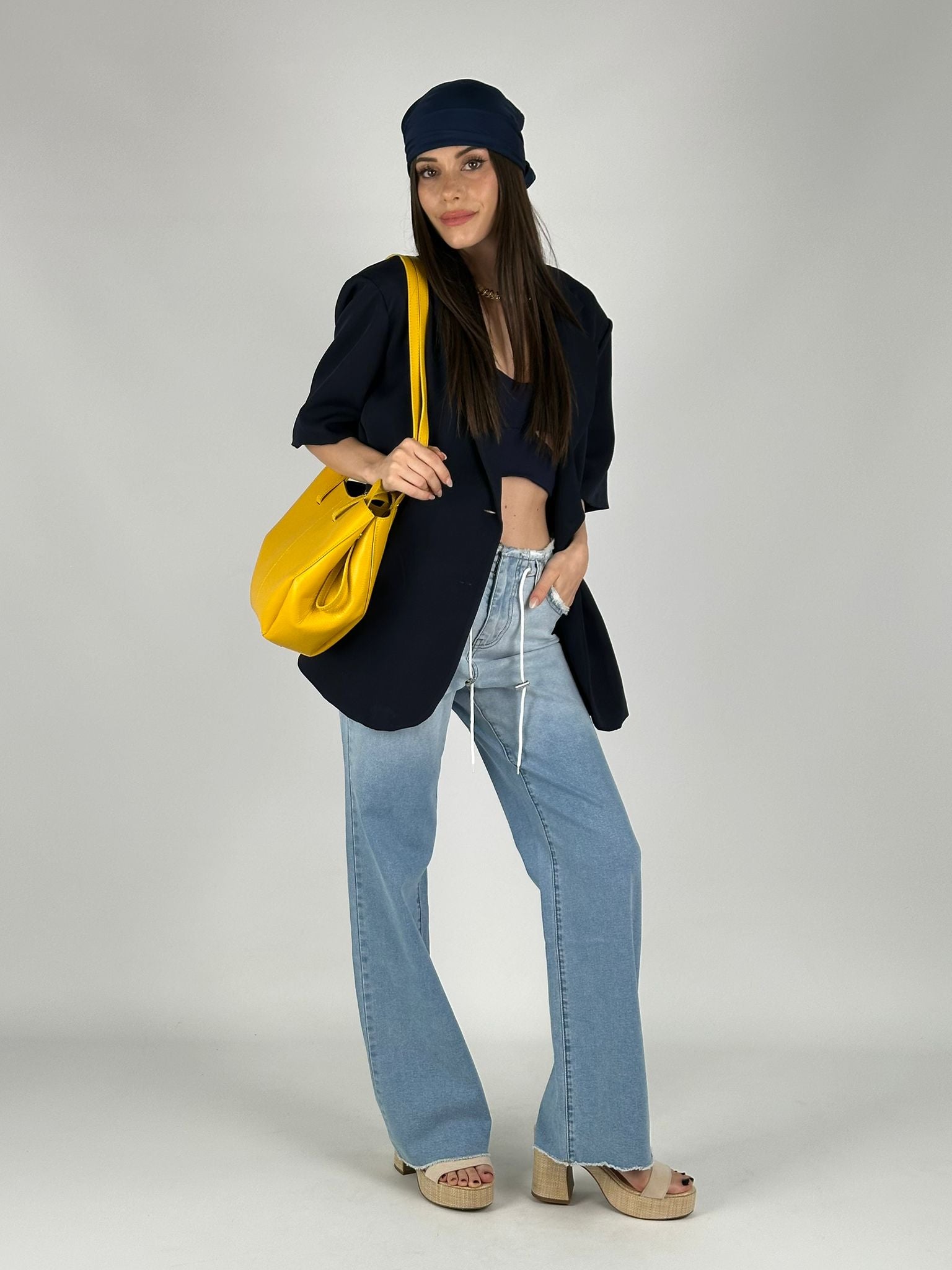 Giacca mezza manica blu alicia
