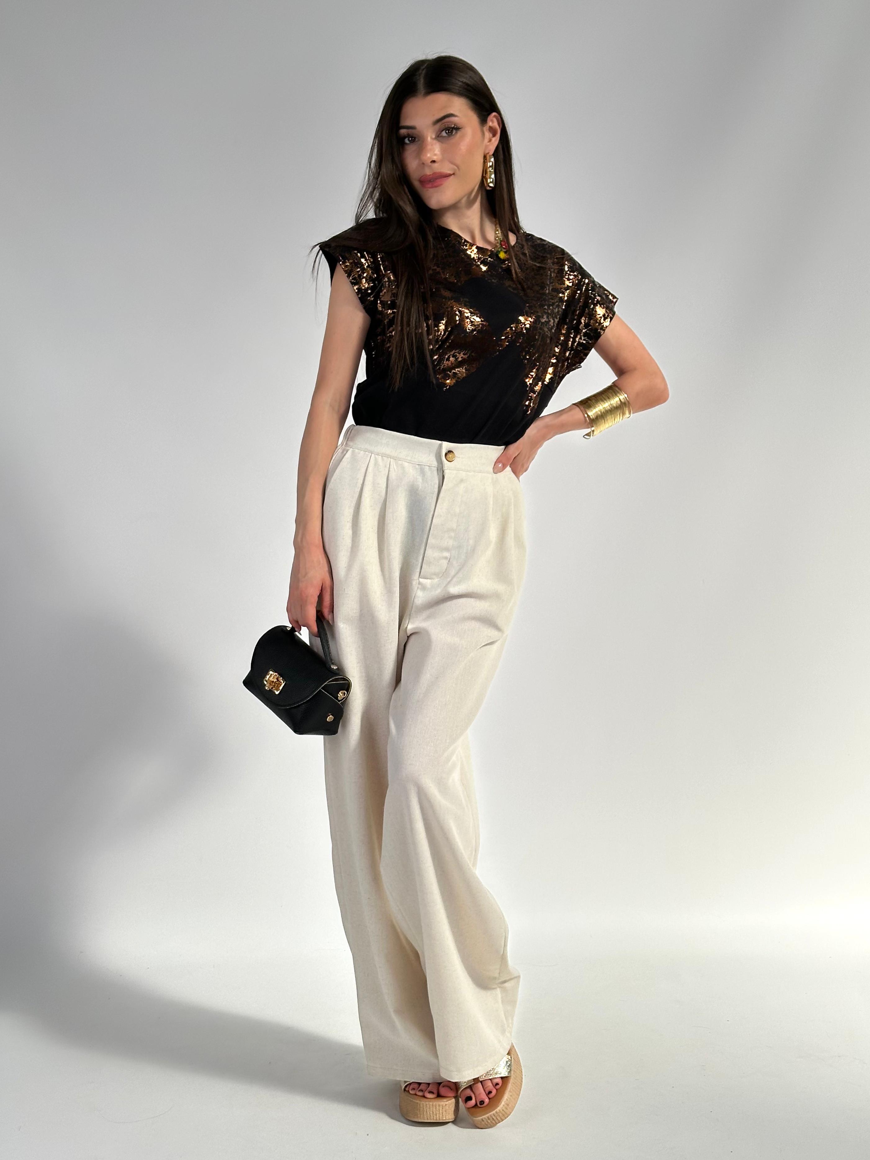 T-shirt maculato oro