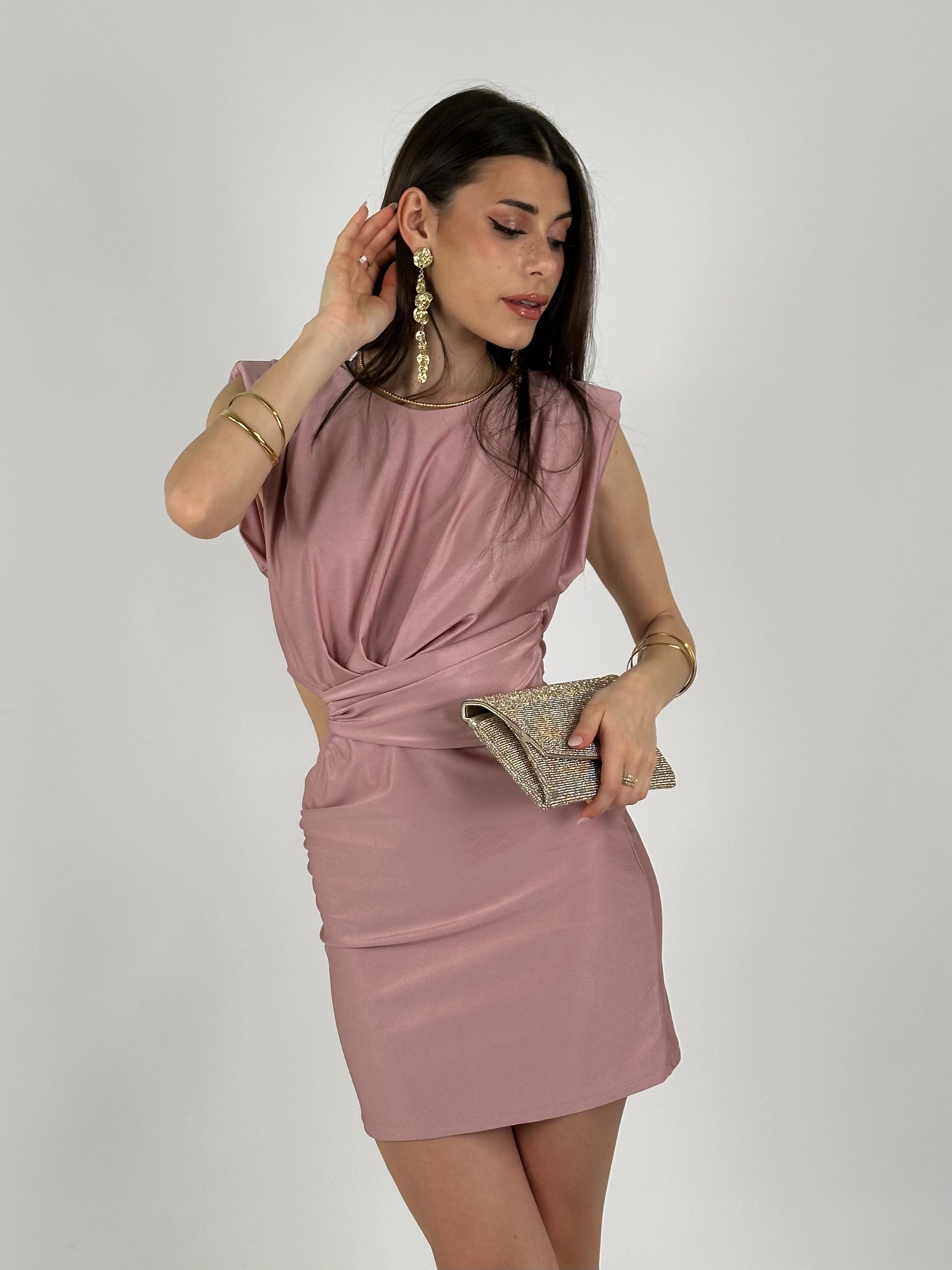 Abito corto apertura laterale rosa