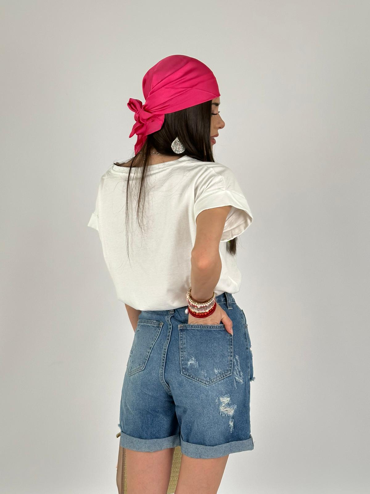 Bermuda denim sfrangiatura
