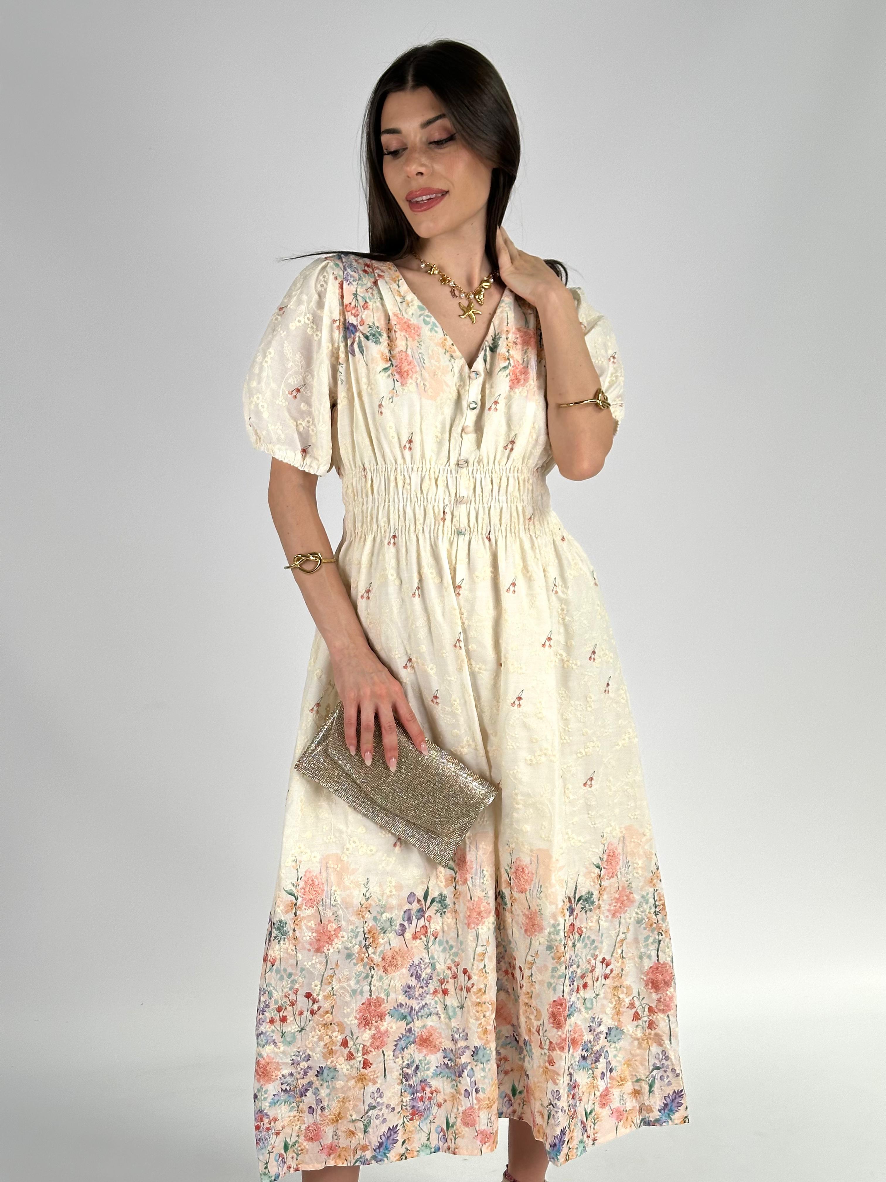 Abito premium flowers beige