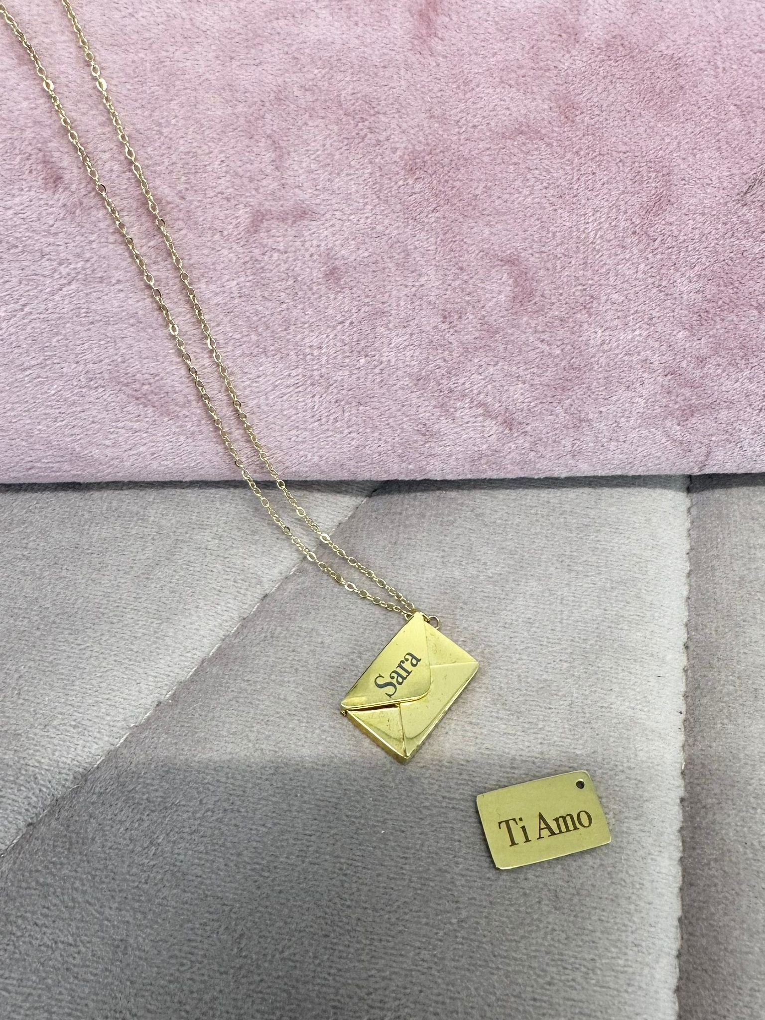 Collana busta lettera con dedica personalizzabile