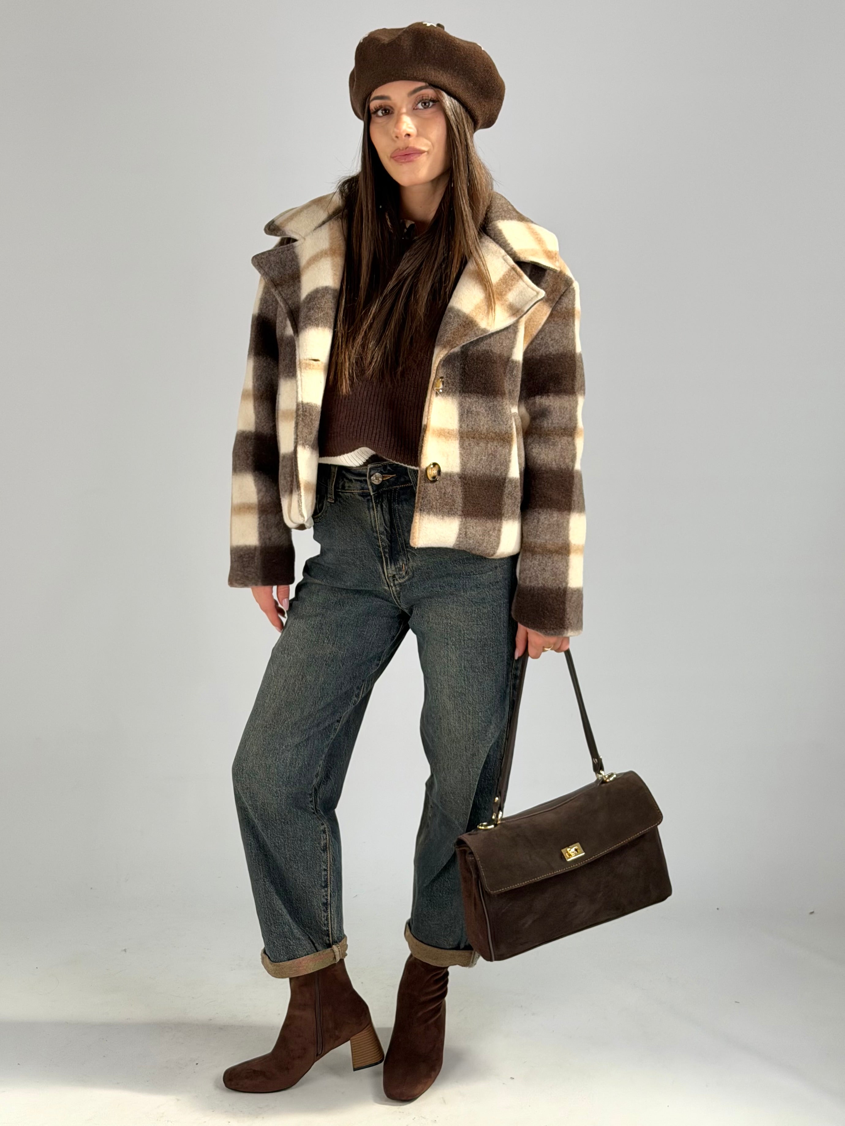 cappotto check in panno Moro