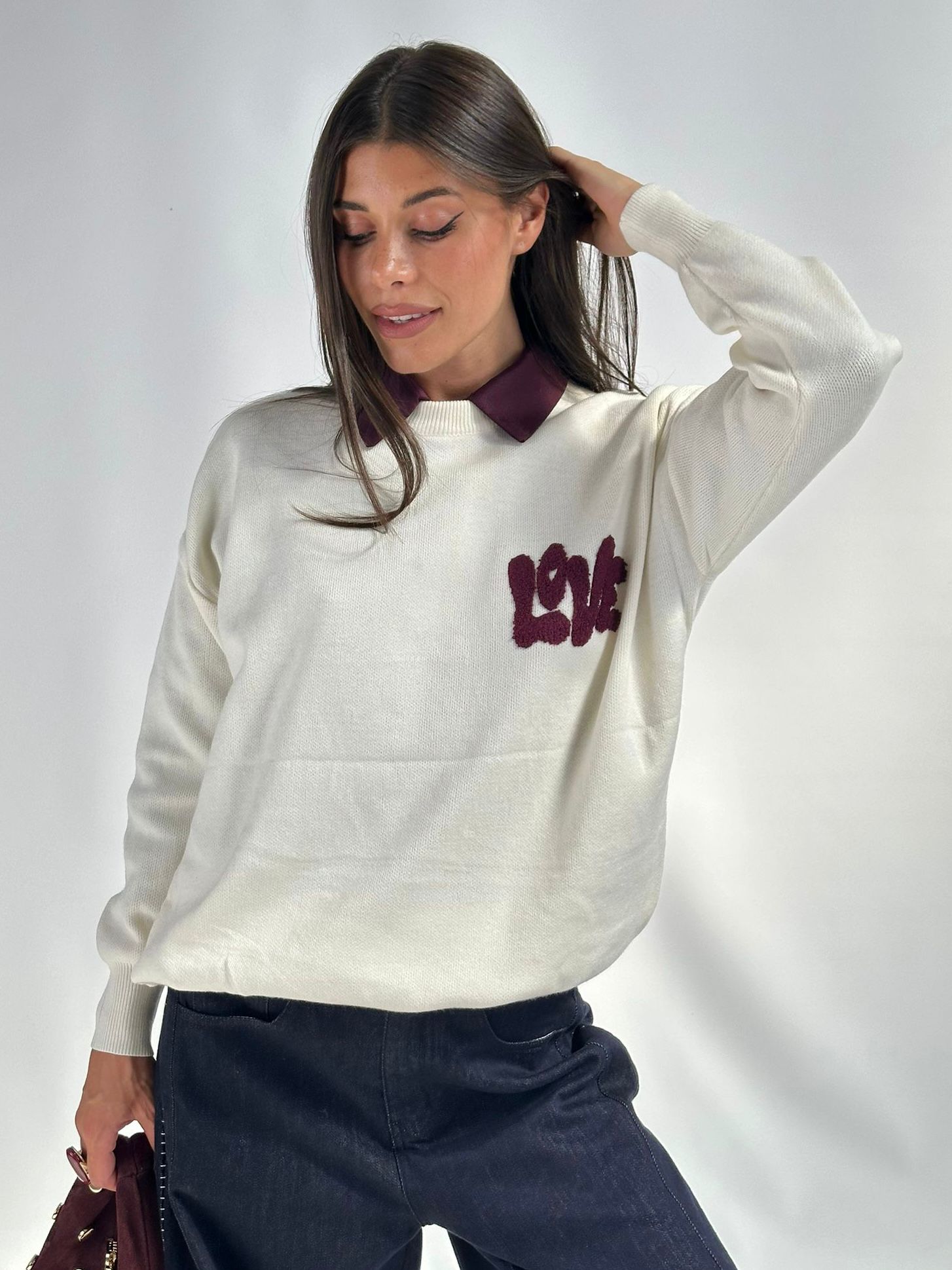 Maglioncino love bordeaux