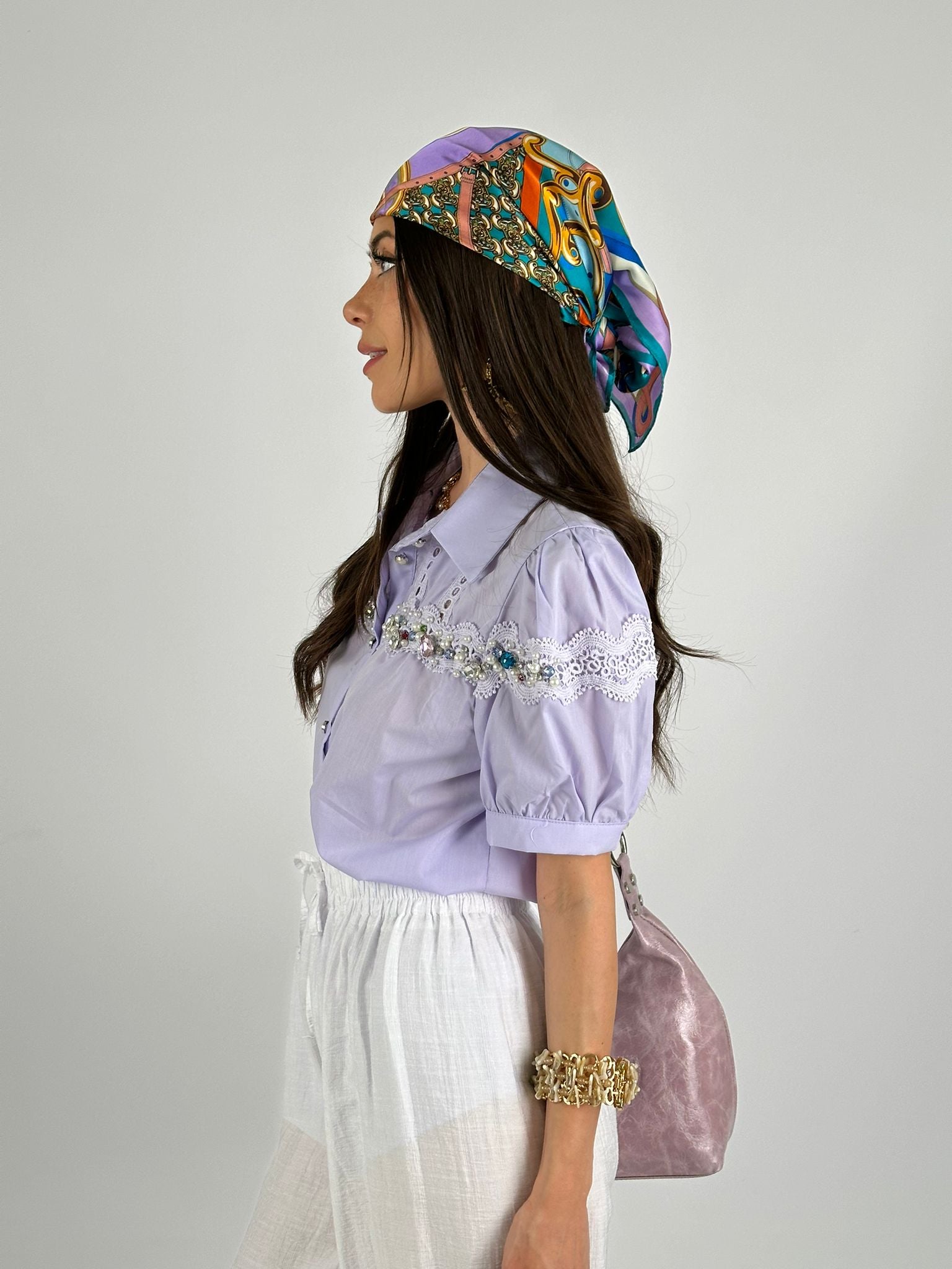 Camicia pietre colorate lilla