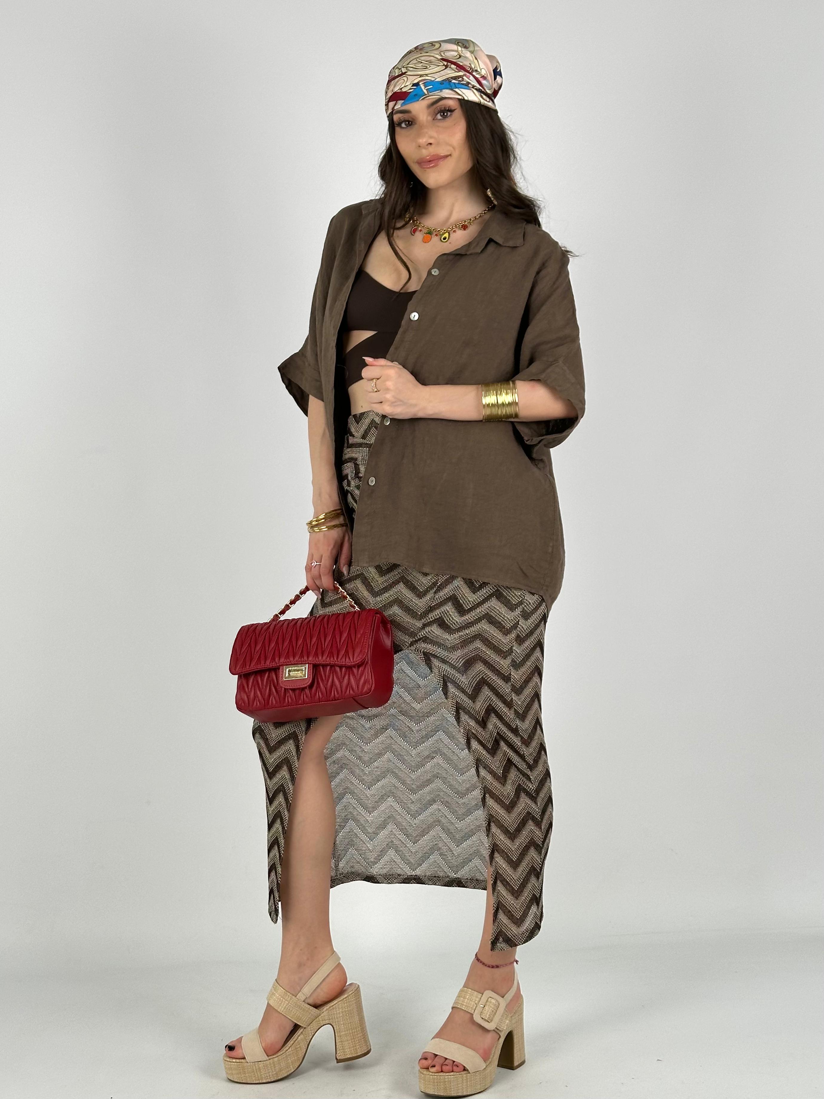 Camicia in puro lino testa di moro