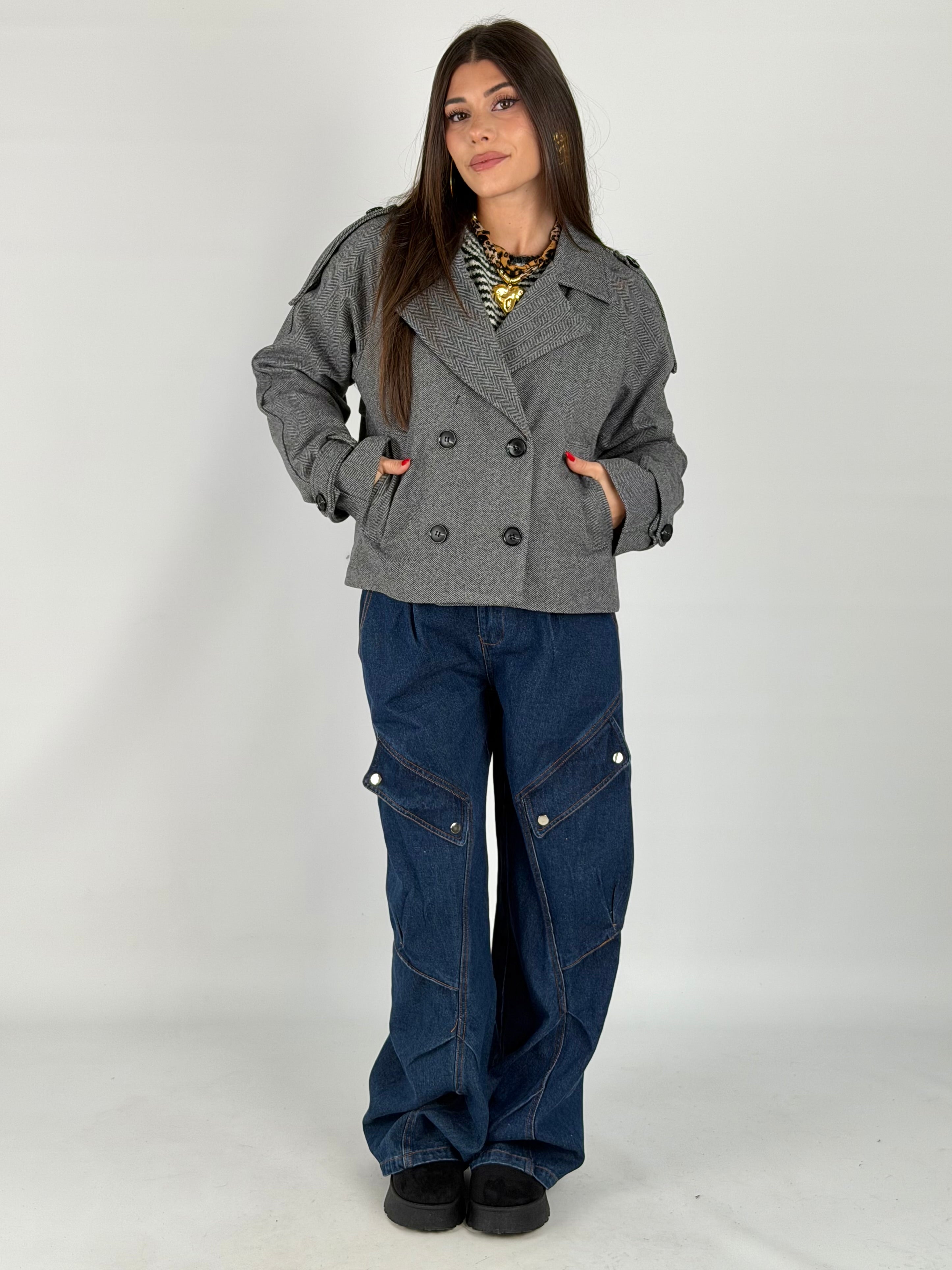 Maxi cappotto panno grigio