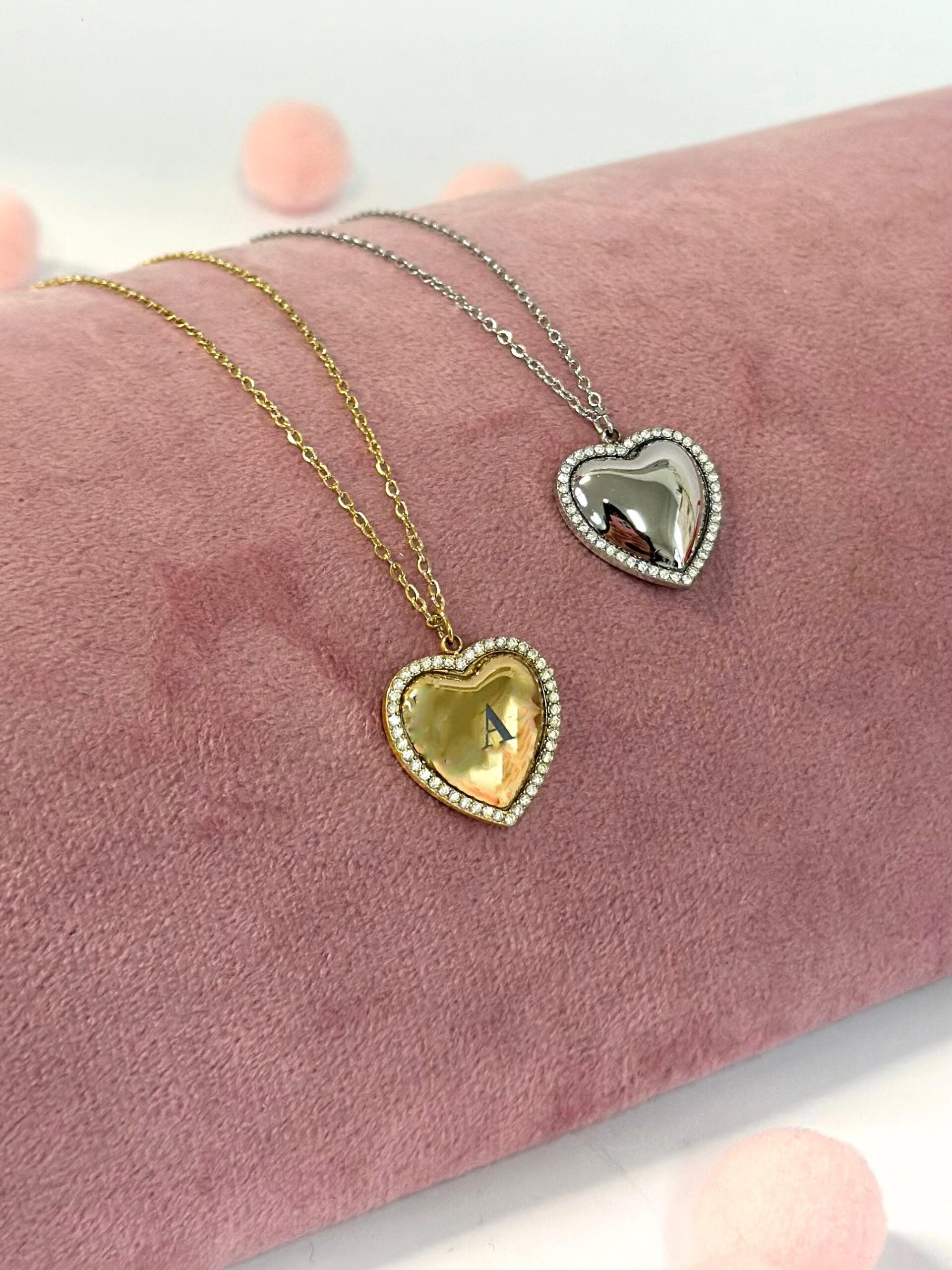 Collana cuore con filo di zirconi personalizzabile