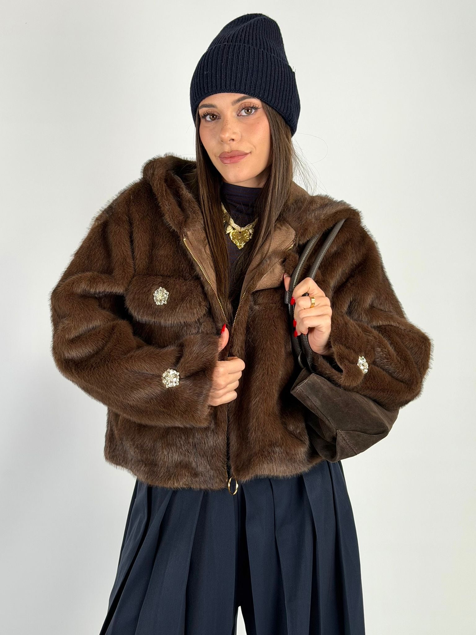 Pelliccia Bomber moro