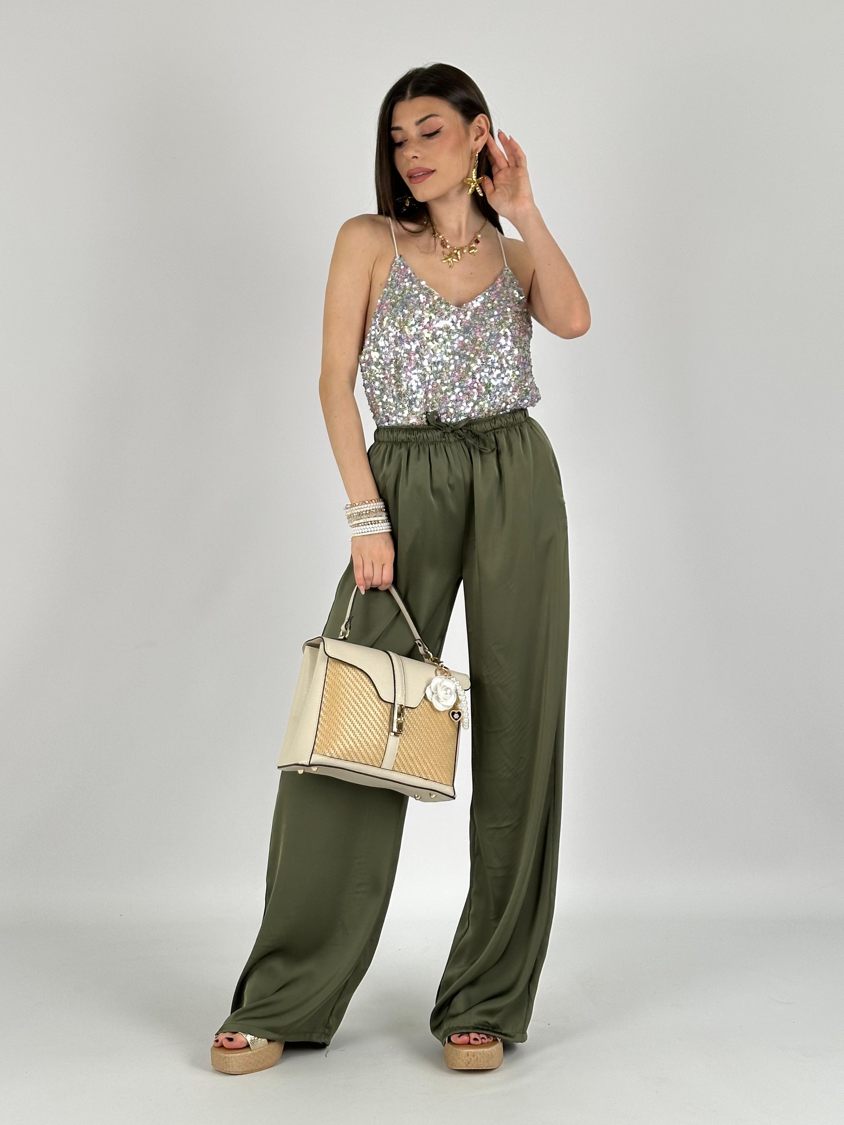 Top paillettes argento