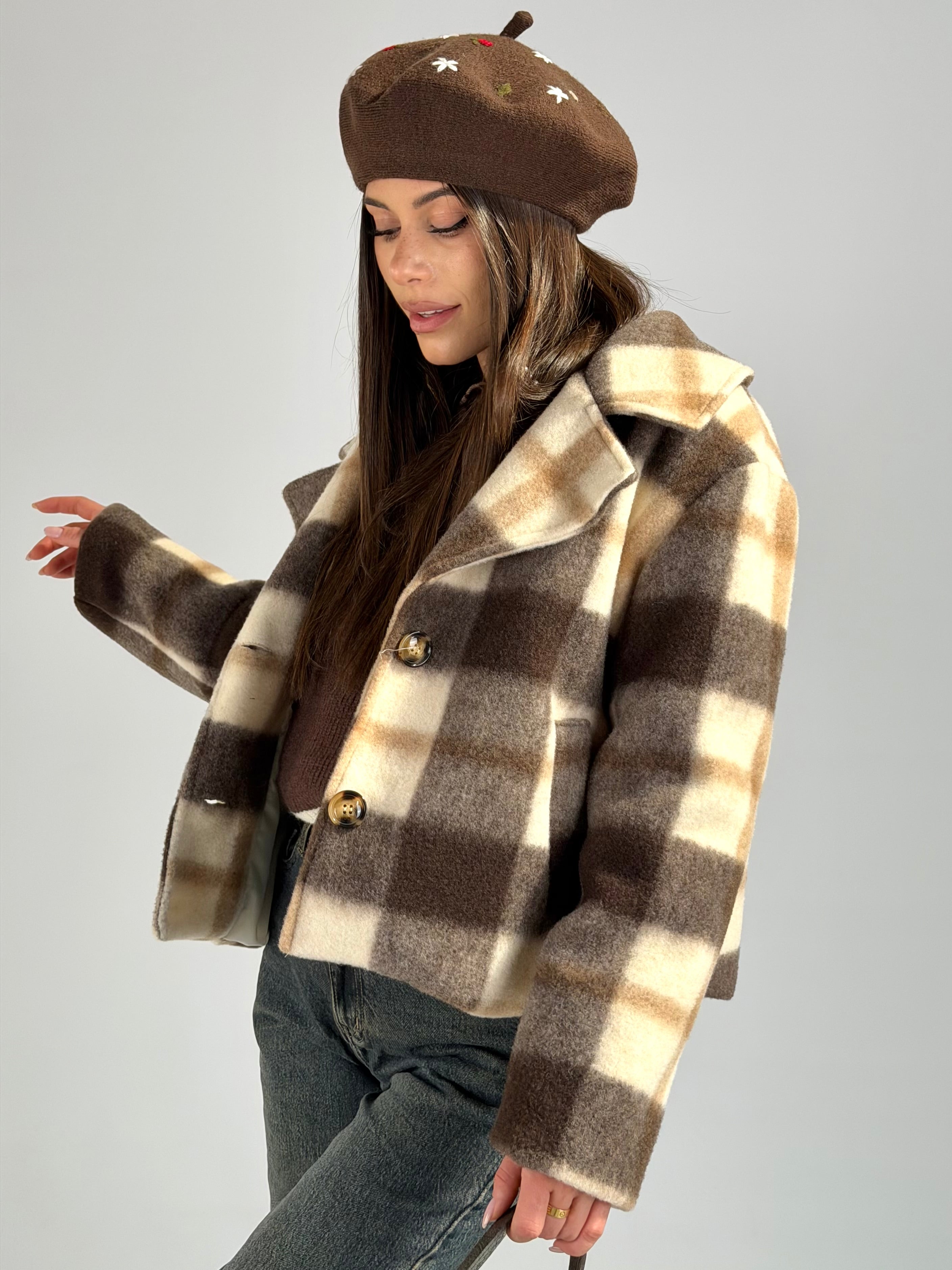 cappotto check in panno Moro