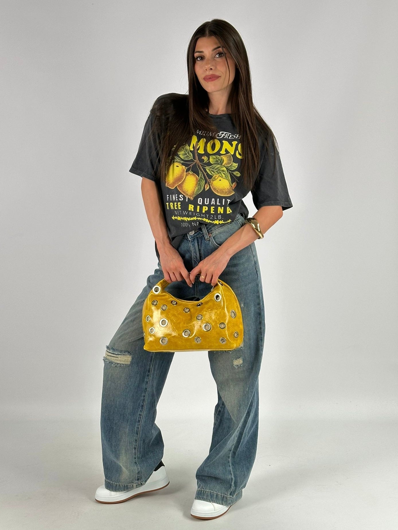 T-shirt premium 100% cotone lemon nera