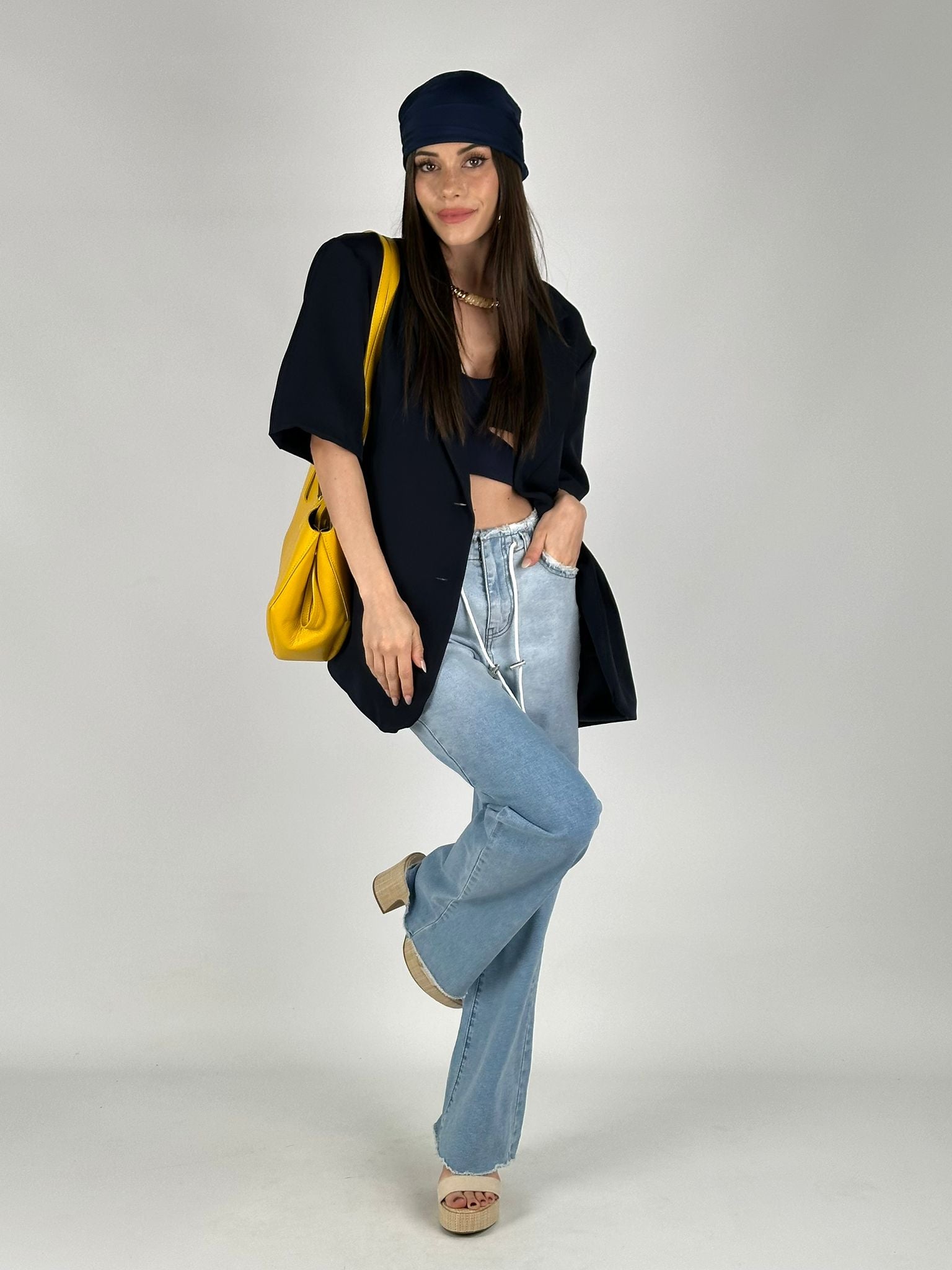 Giacca mezza manica blu alicia