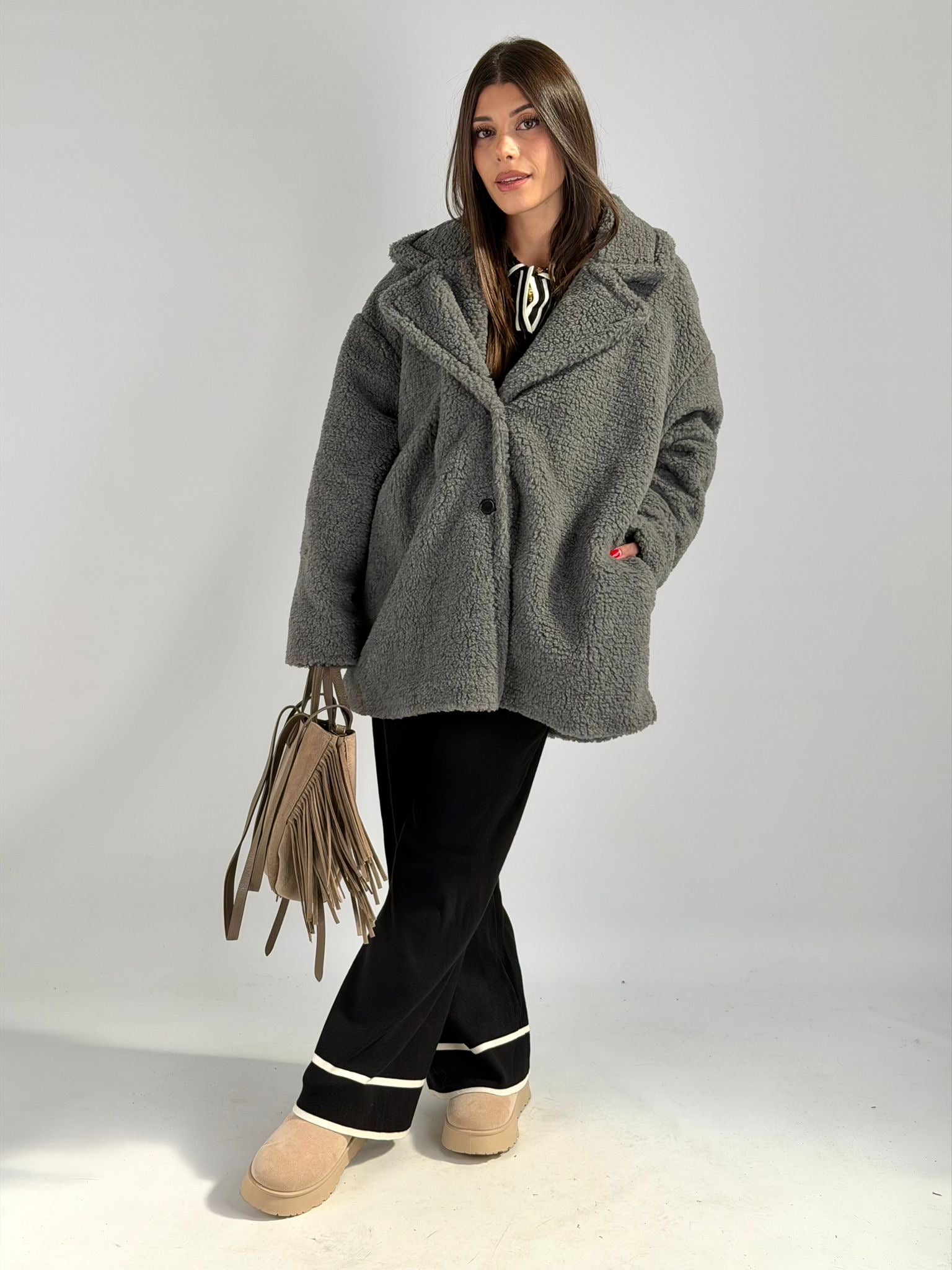 Teddy 3/4 Moira grigio