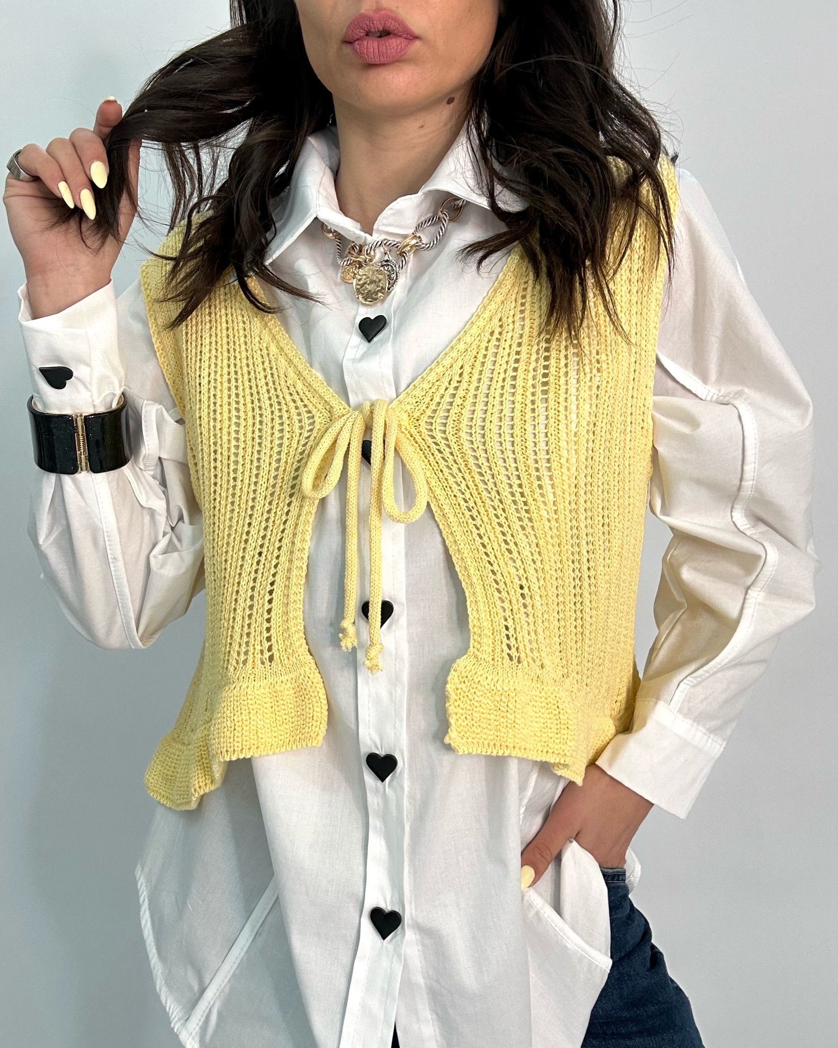 GILET CON LACCETTO giallo