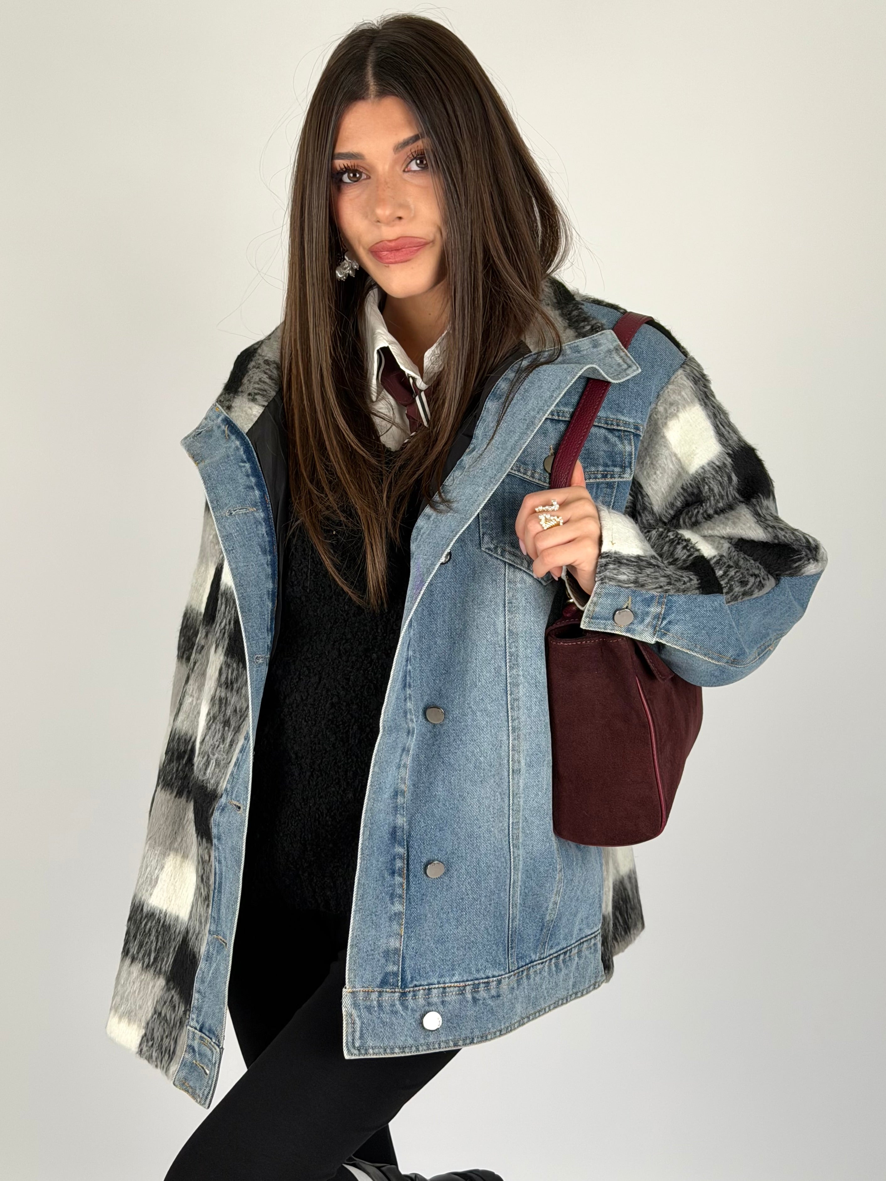 Giubbino jeans e check