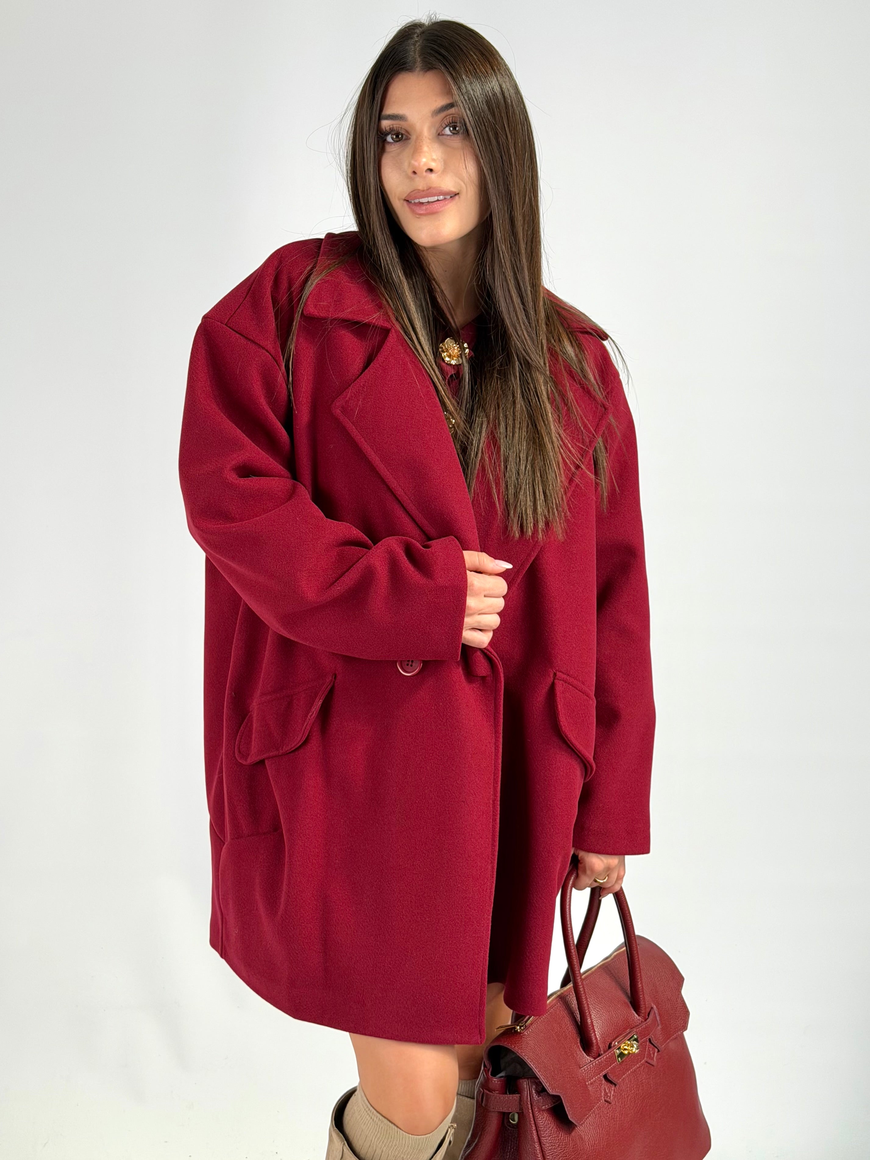 Cappotto doppio petto felicia bordeaux