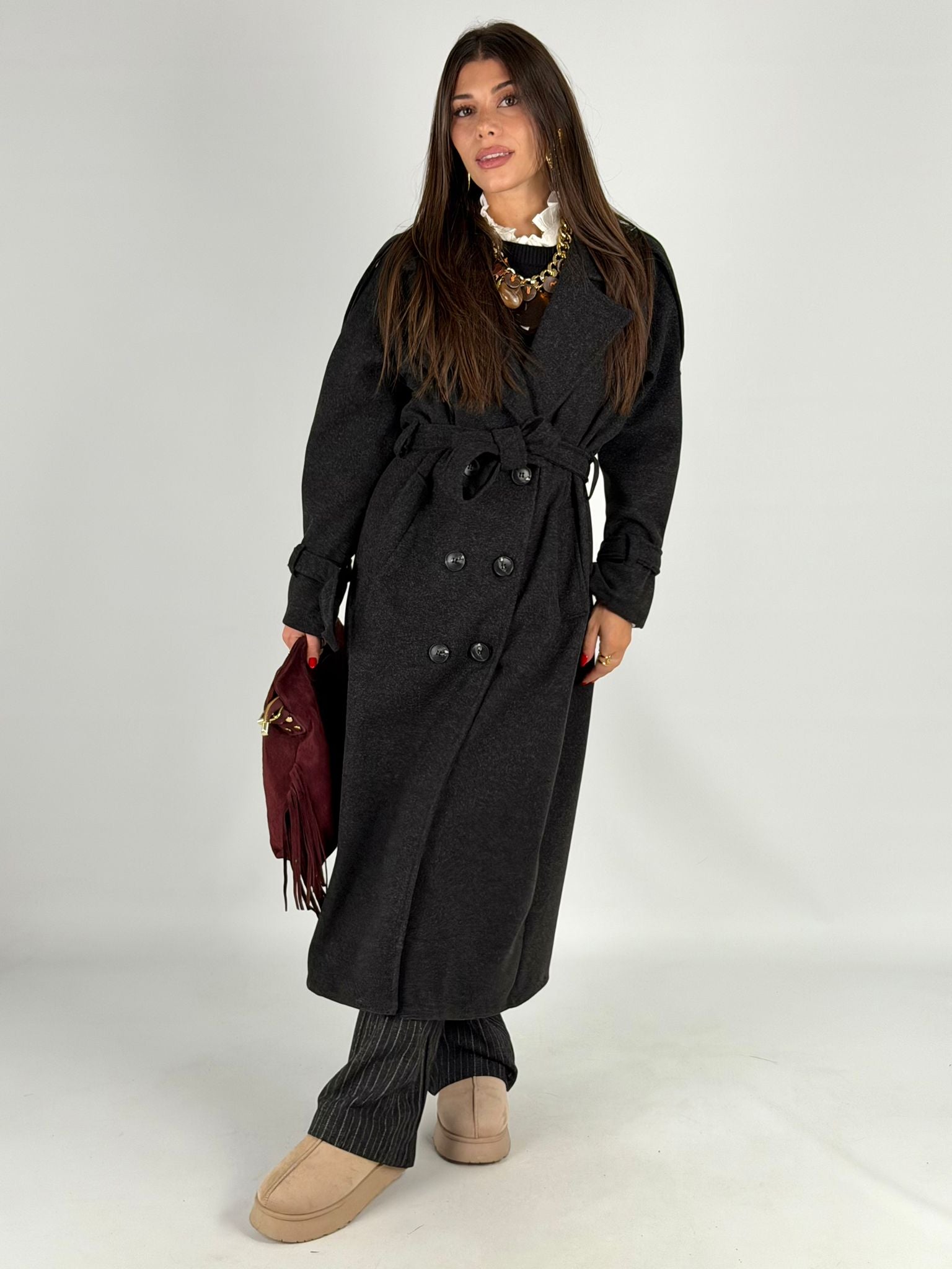 Maxi cappotto fiocco nero