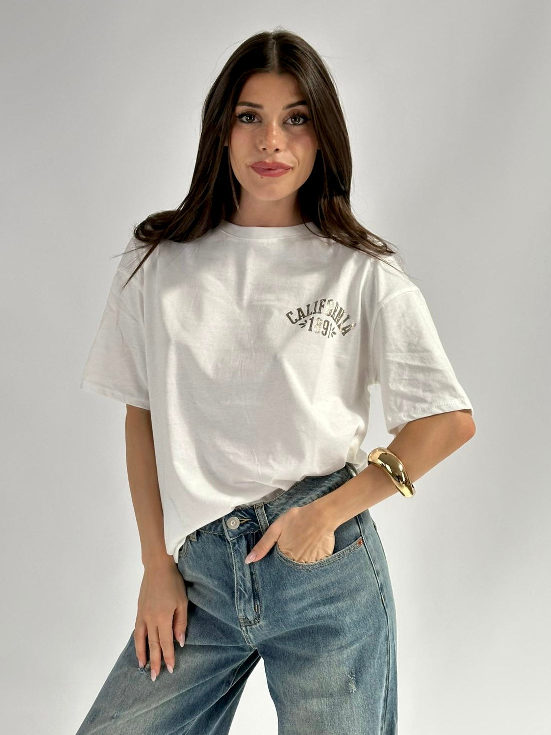 T-shirt premium 100% cotone California bianca