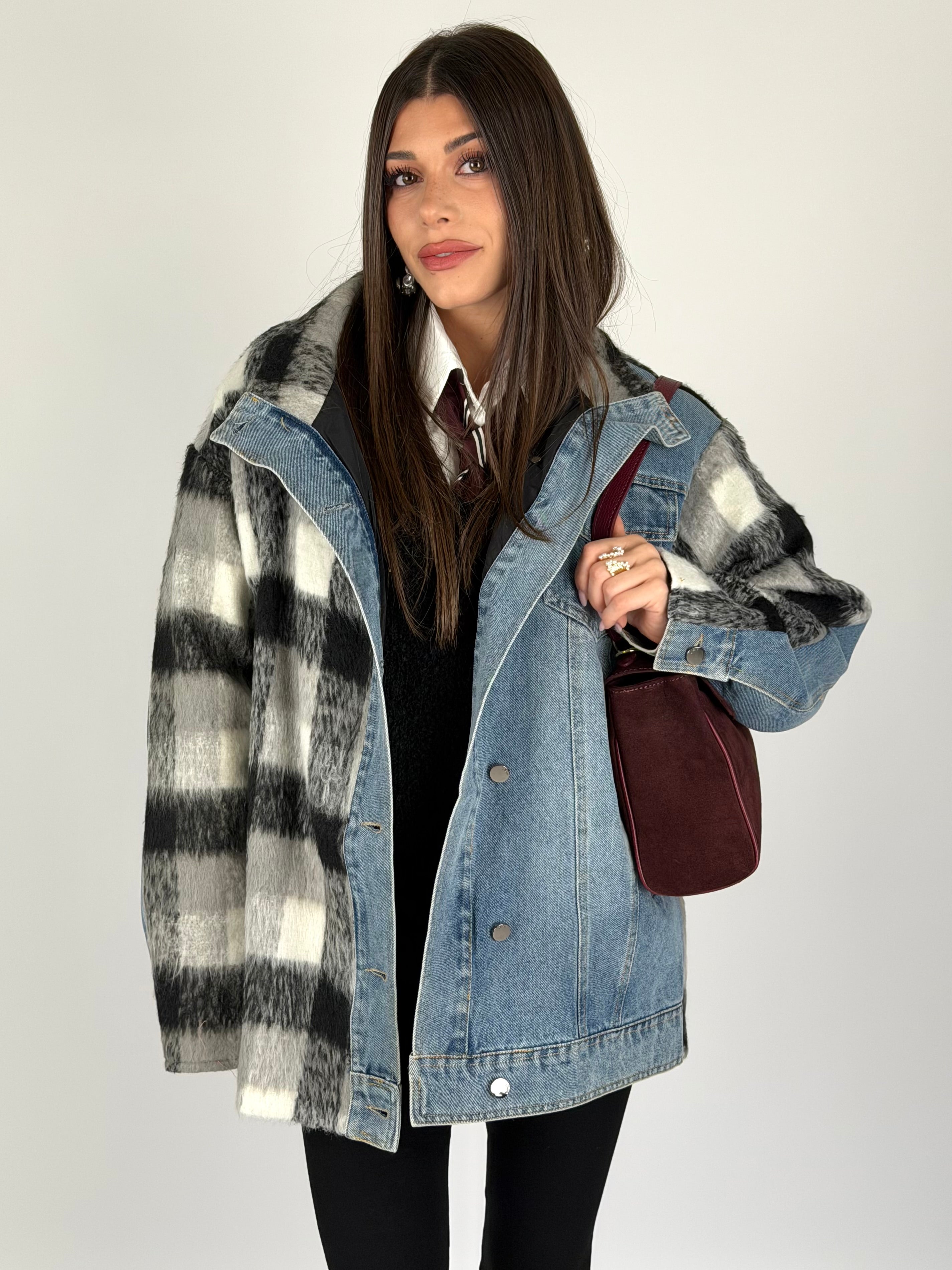 Giubbino jeans e check