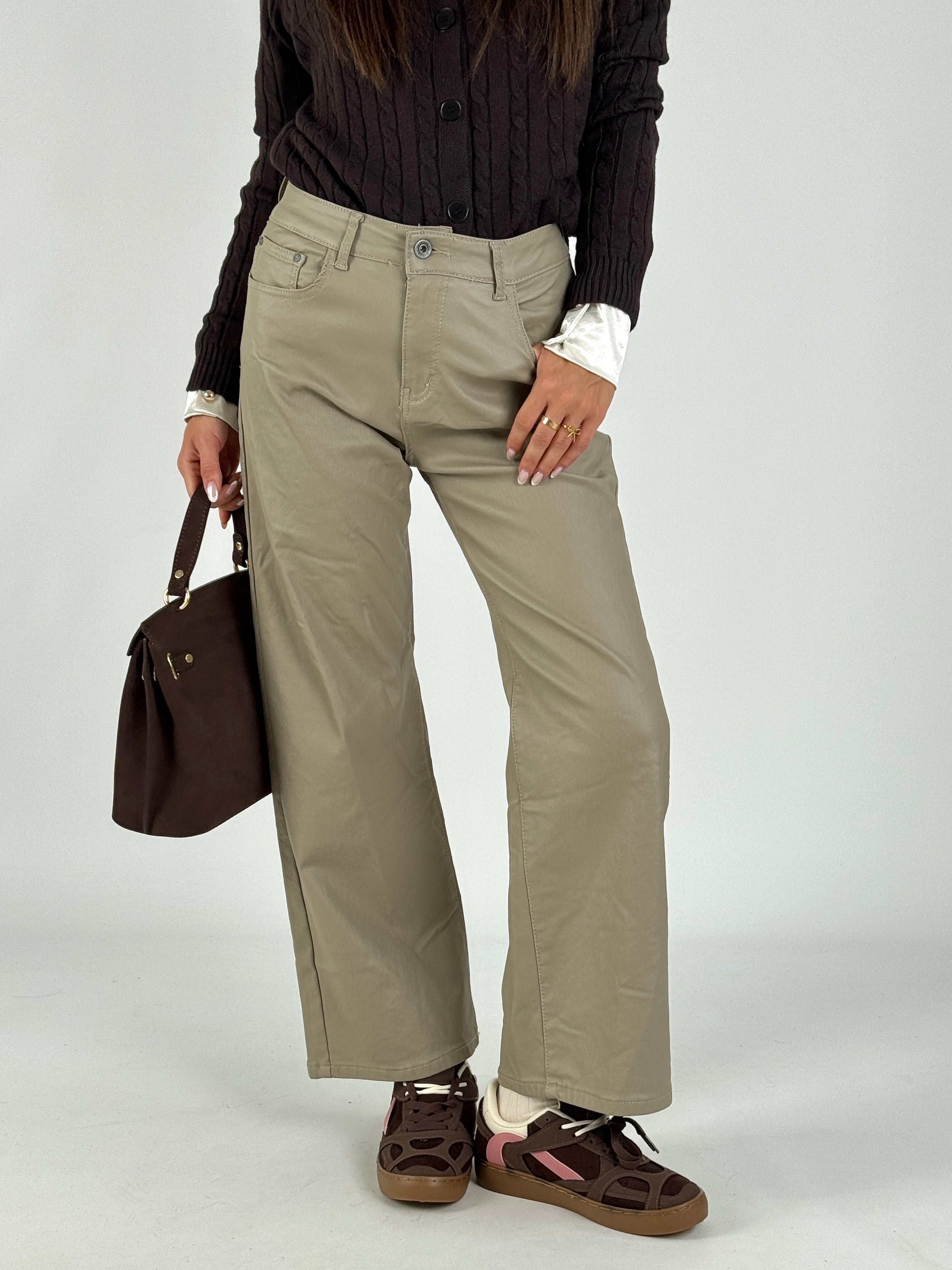 Pantalone in ecopelle Vicy beige