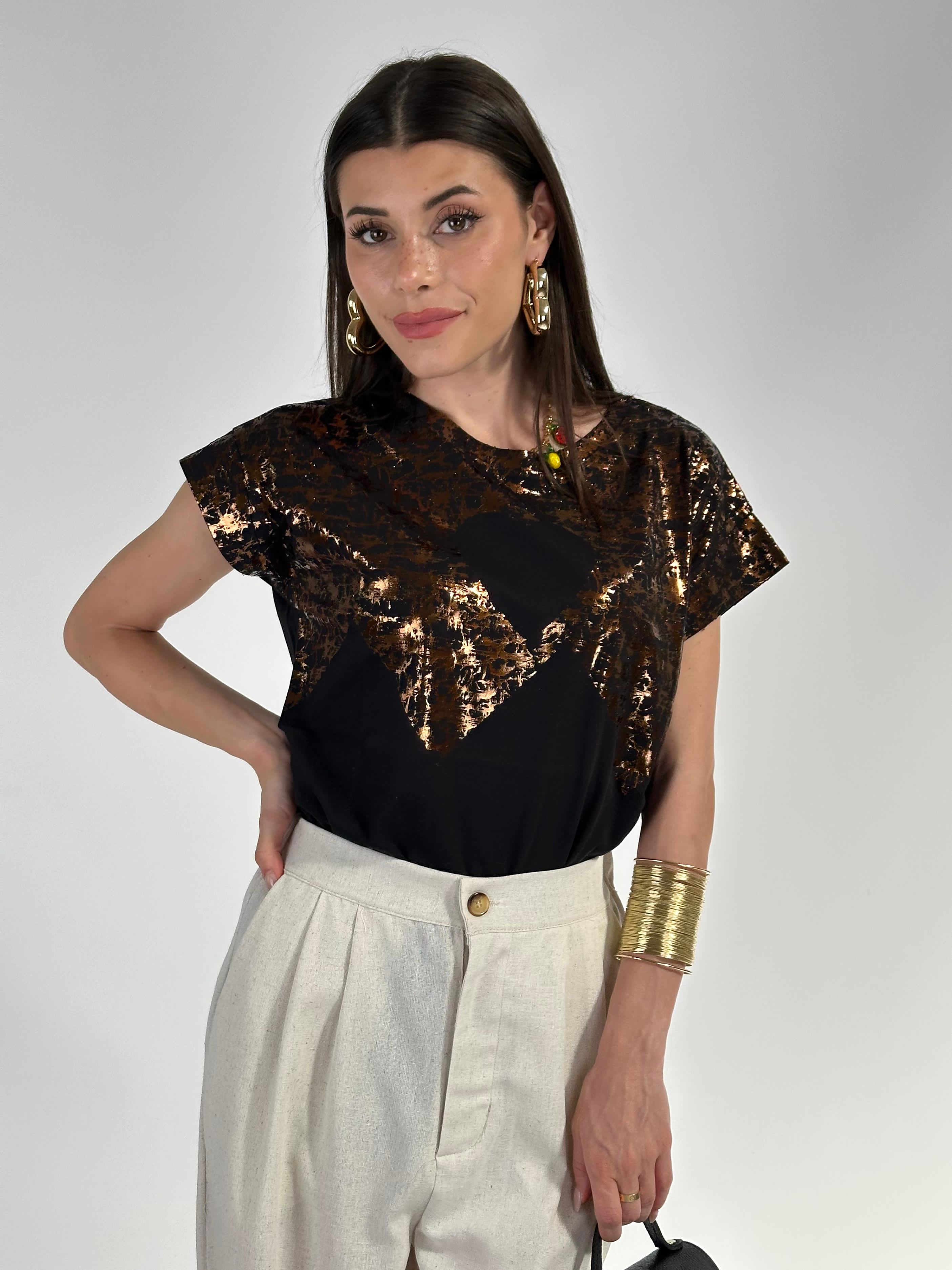 T-shirt maculato oro