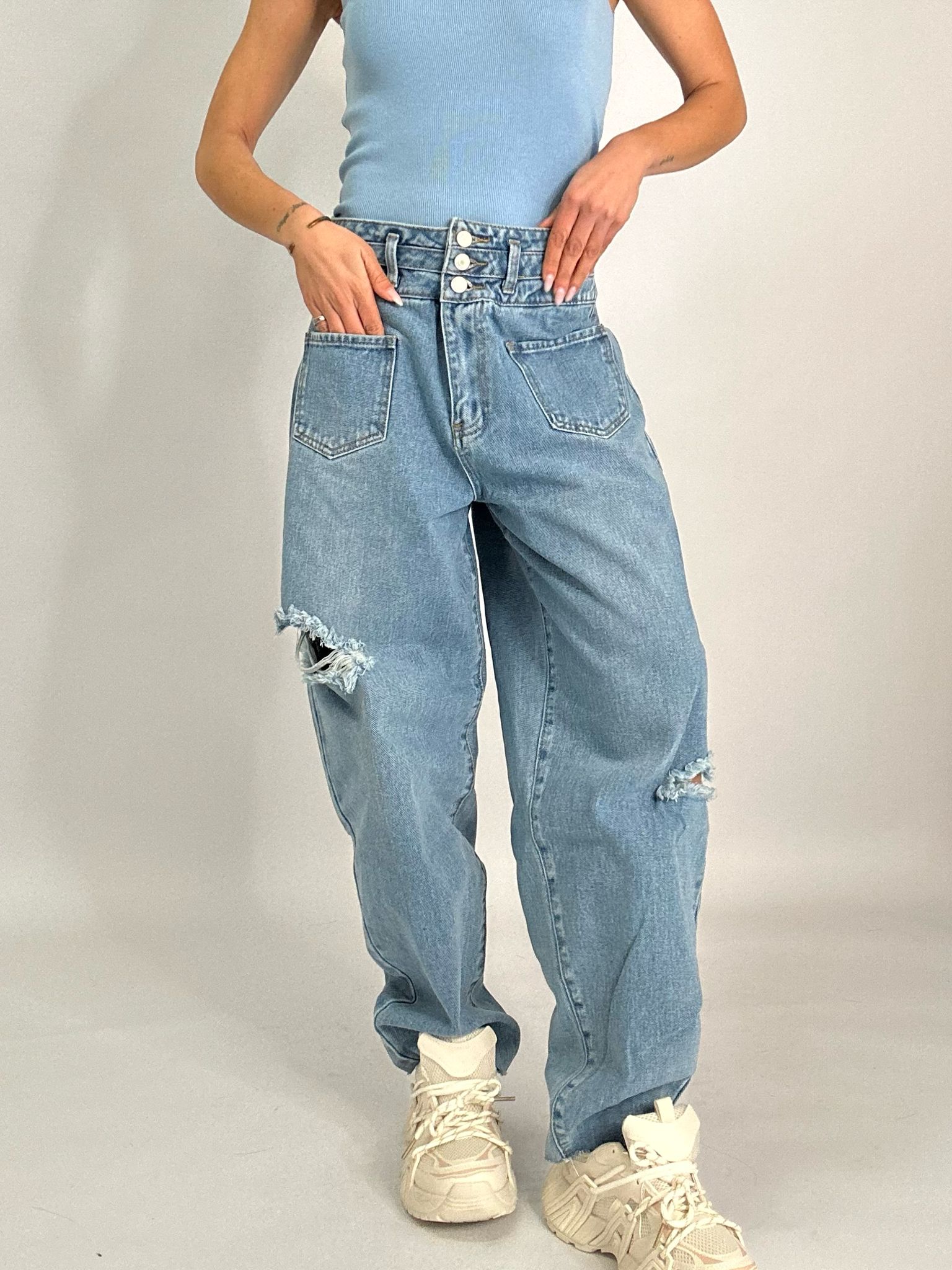 JEANS BALLON STRAPPI LATERALI 491