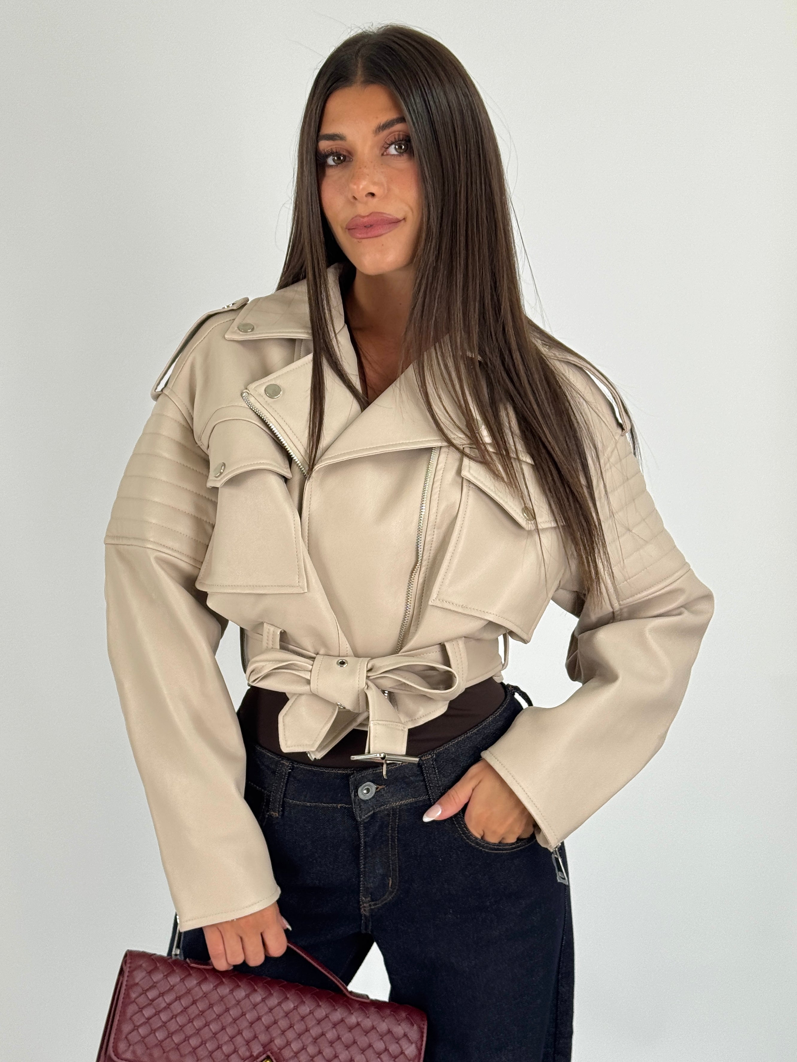 Chiodo ecopelle - 2 colori beige