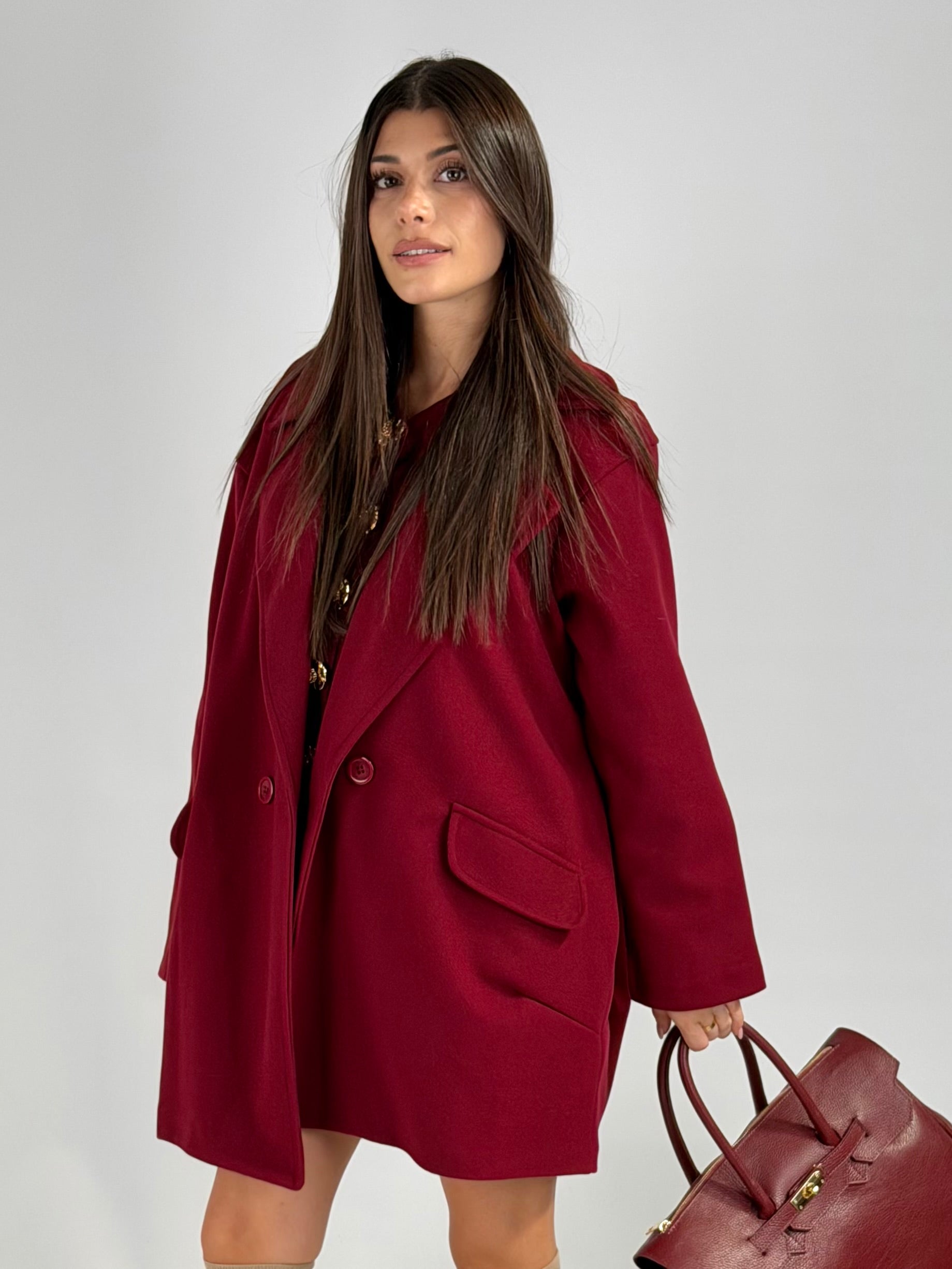 Cappotto doppio petto felicia bordeaux