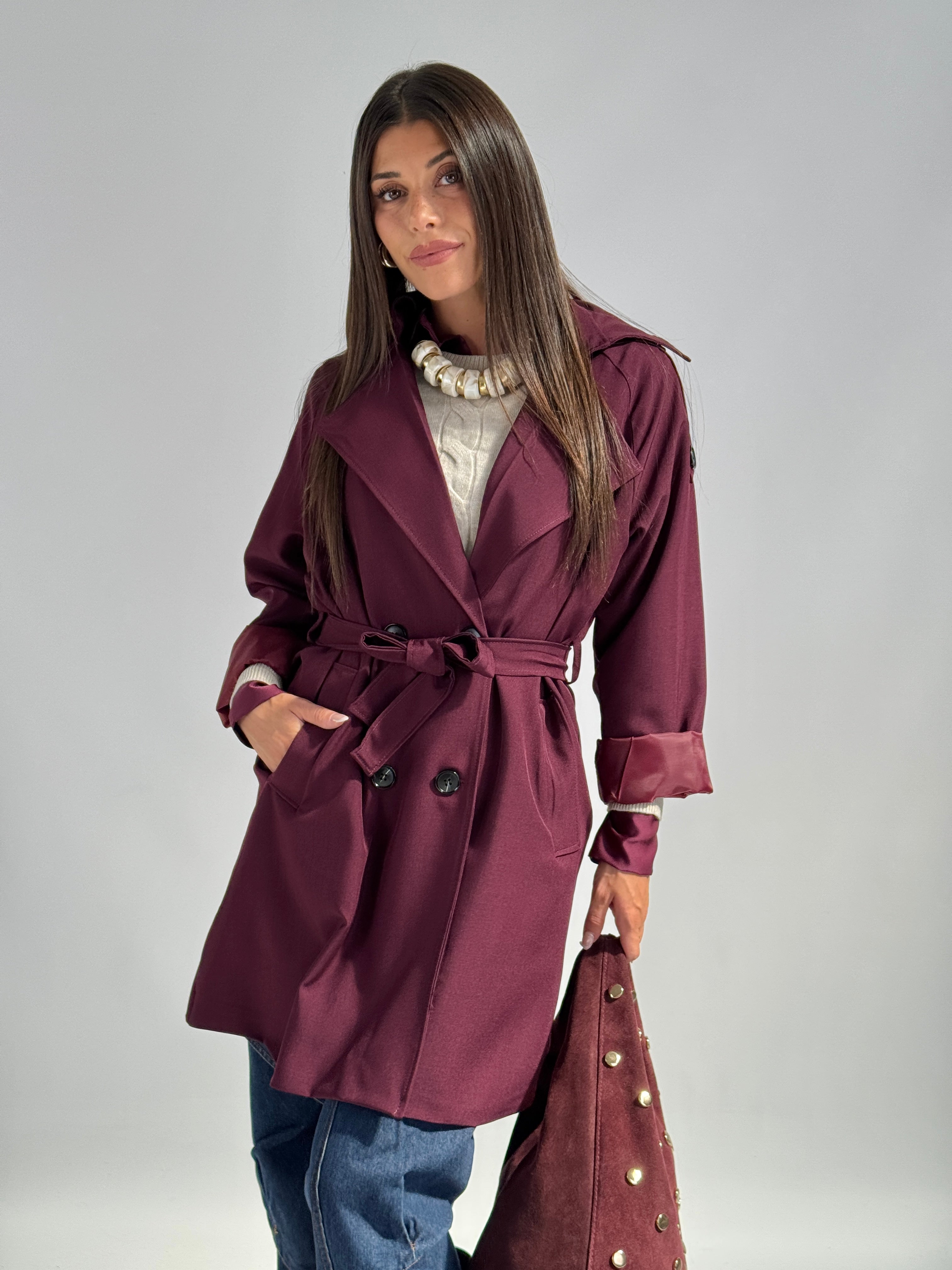 Trench 3/4 bordeaux
