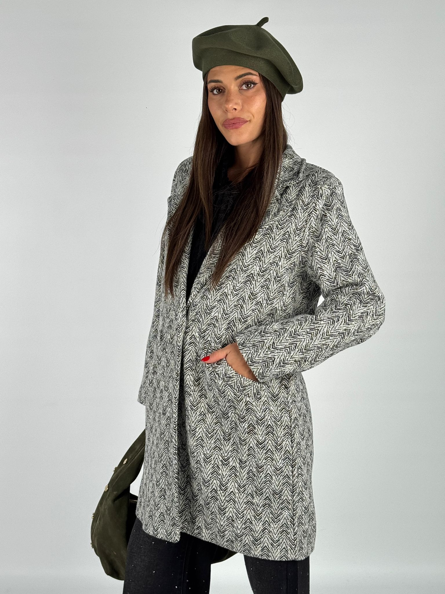Cappotto a spiga nero