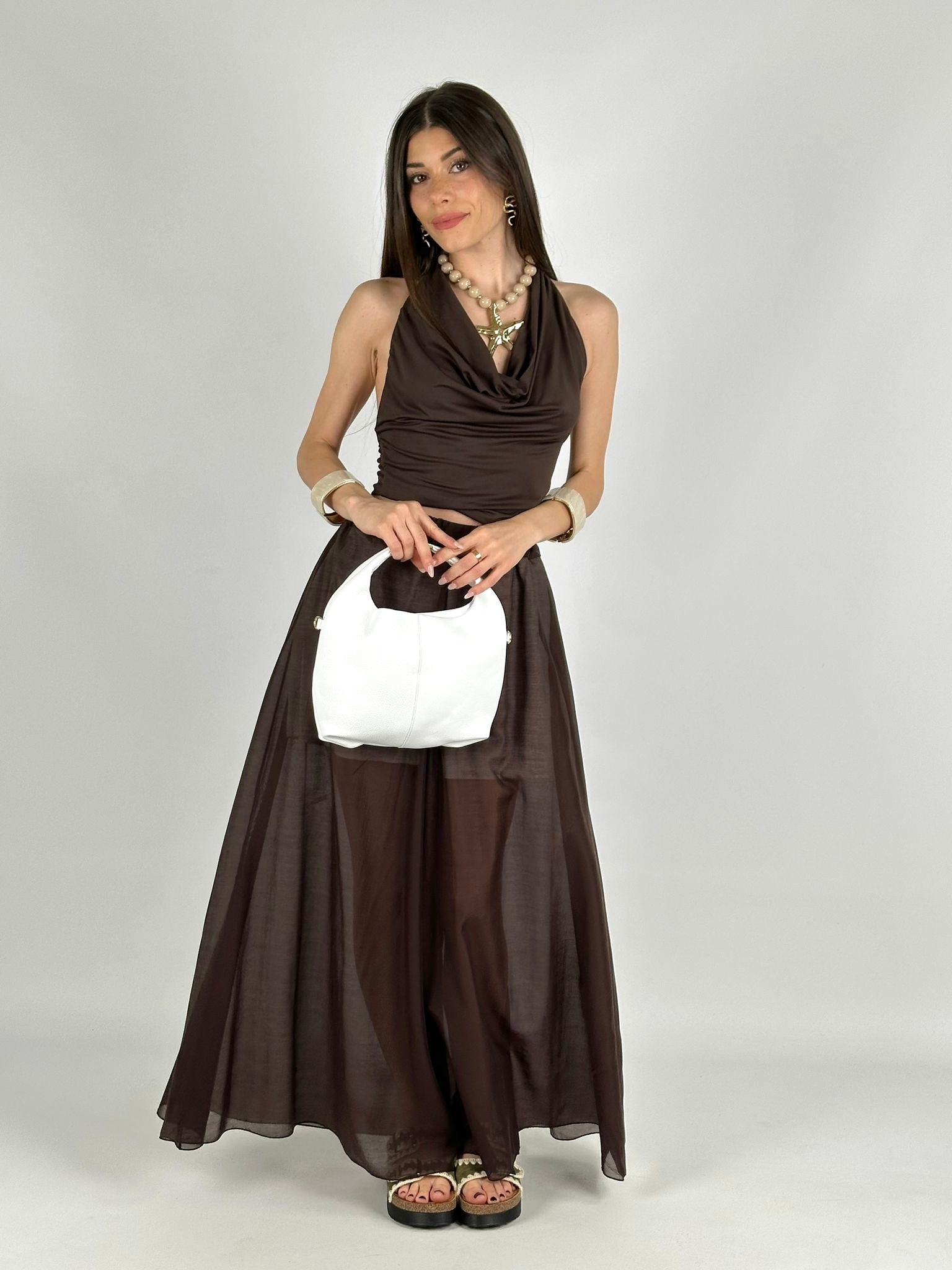 Pantalone velato marrone