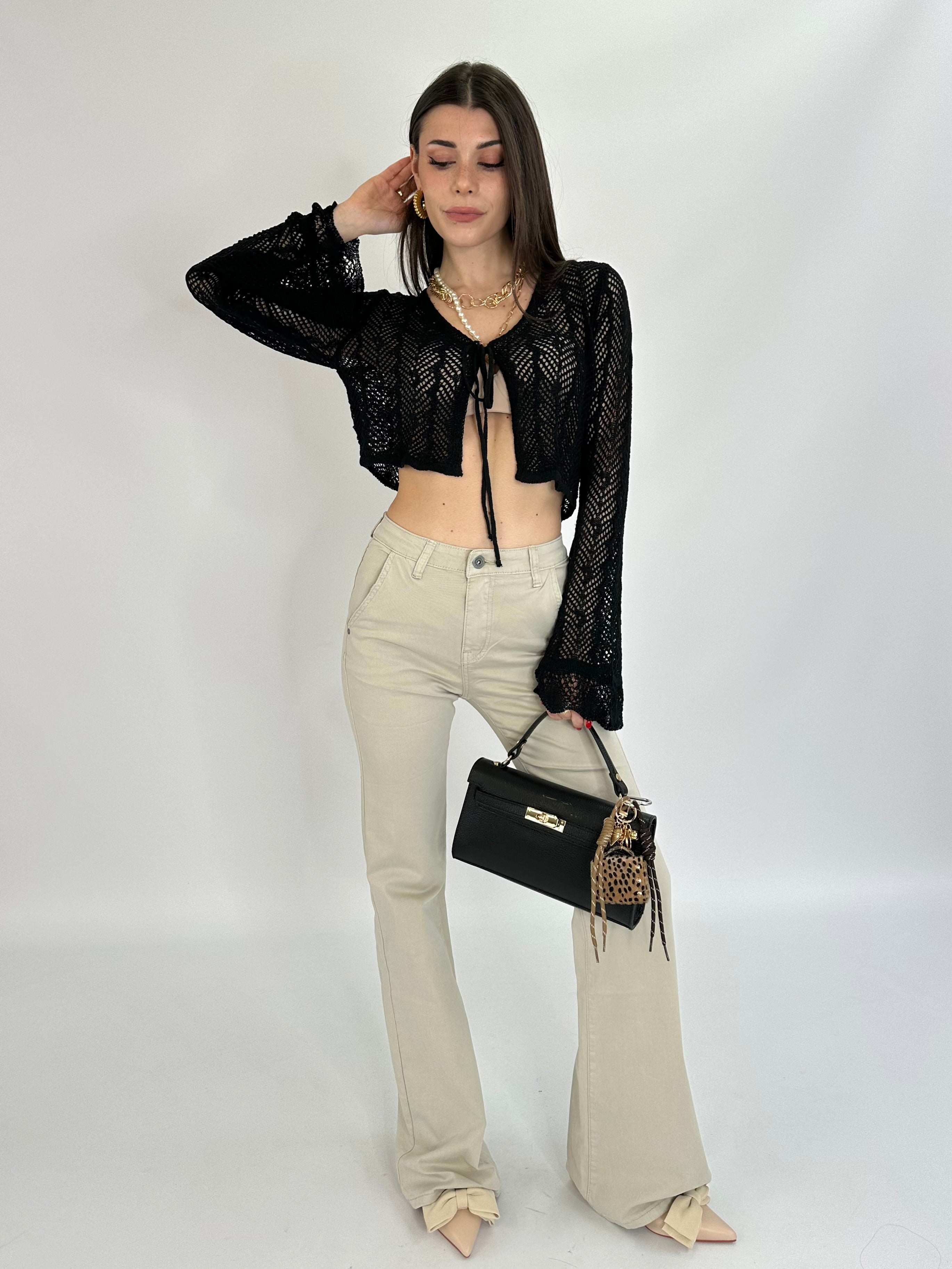 Jeans a zampa beige