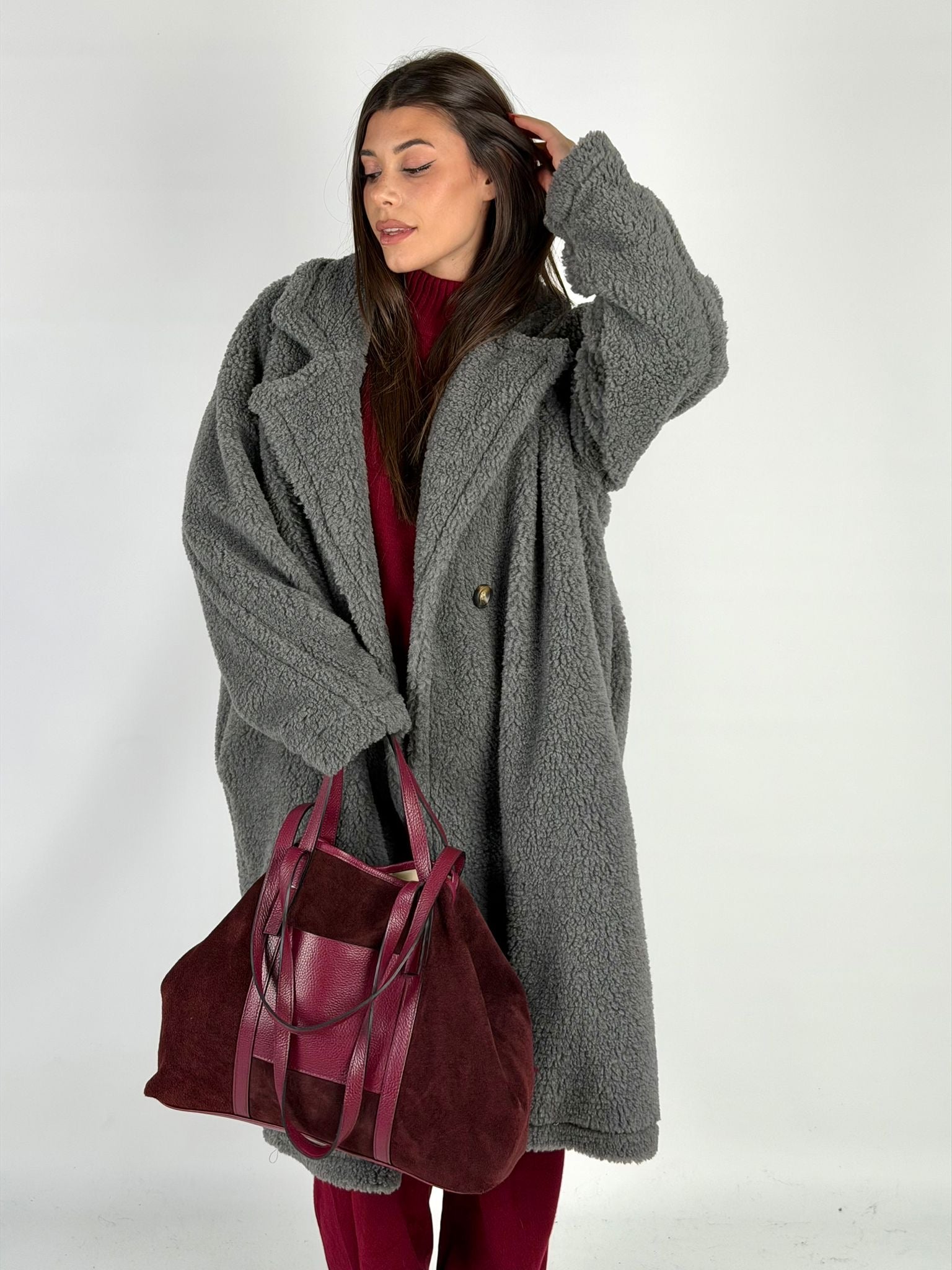 Teddy lungo Moira grigio