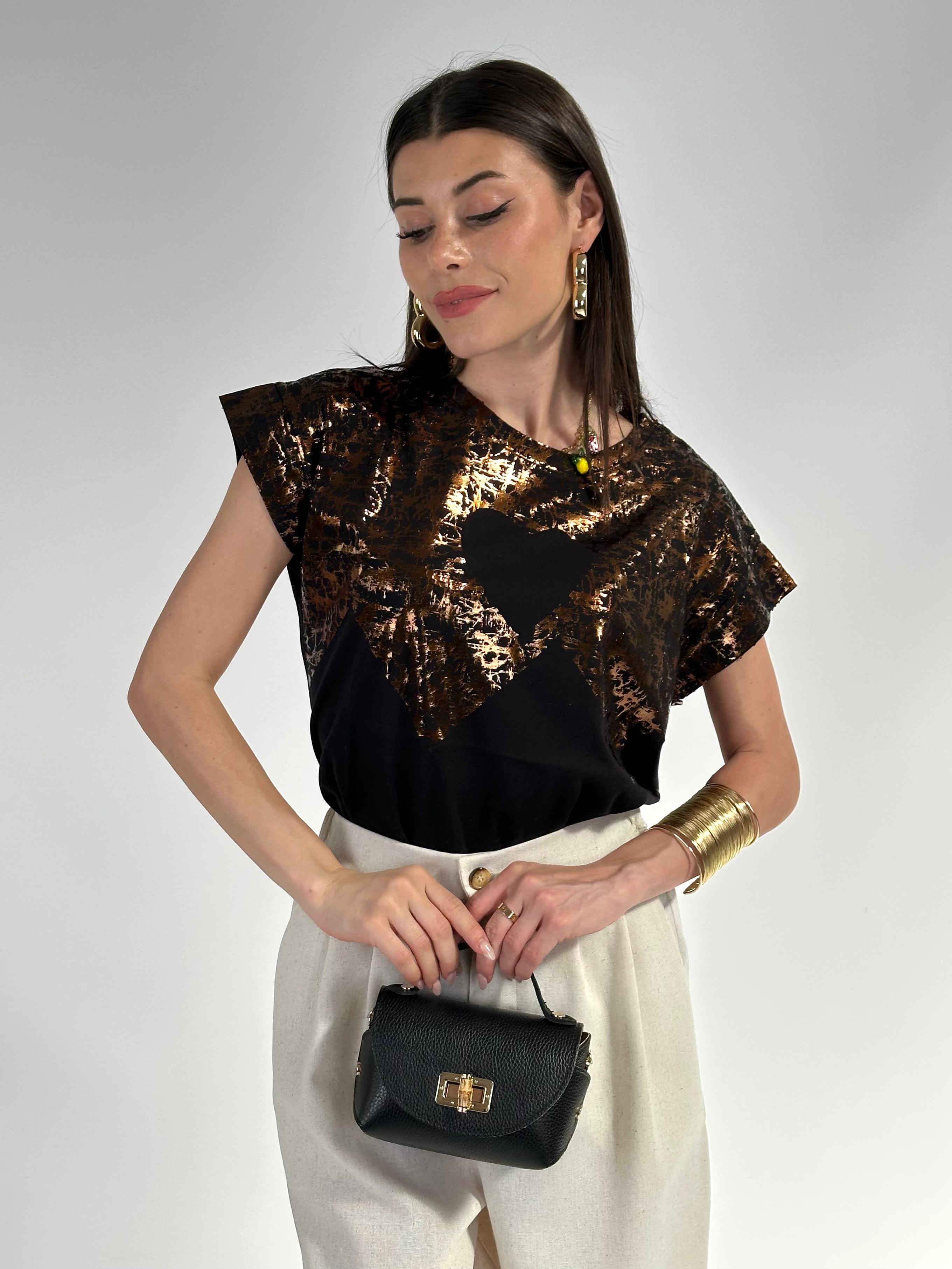 T-shirt maculato oro
