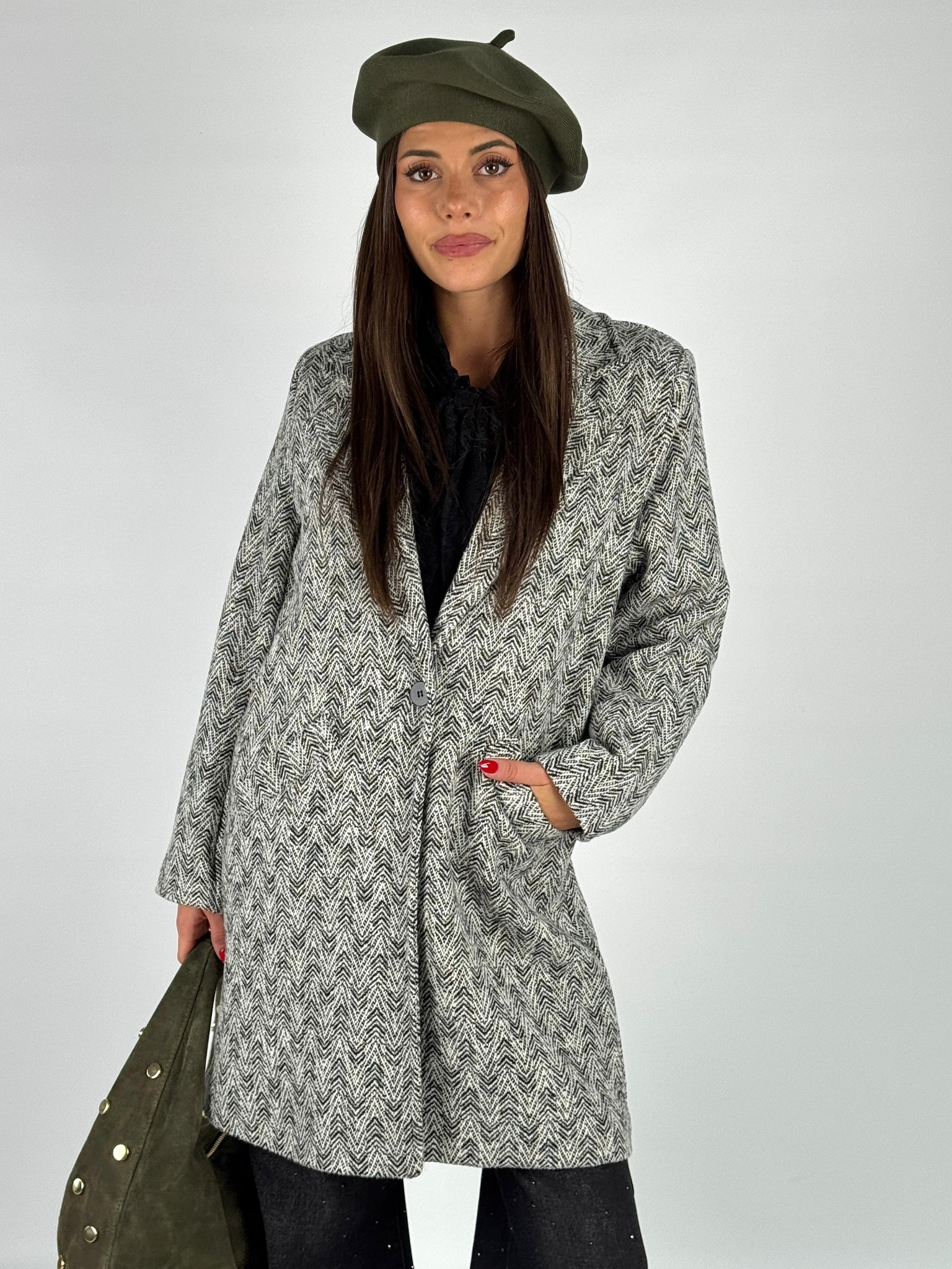 Cappotto a spiga nero