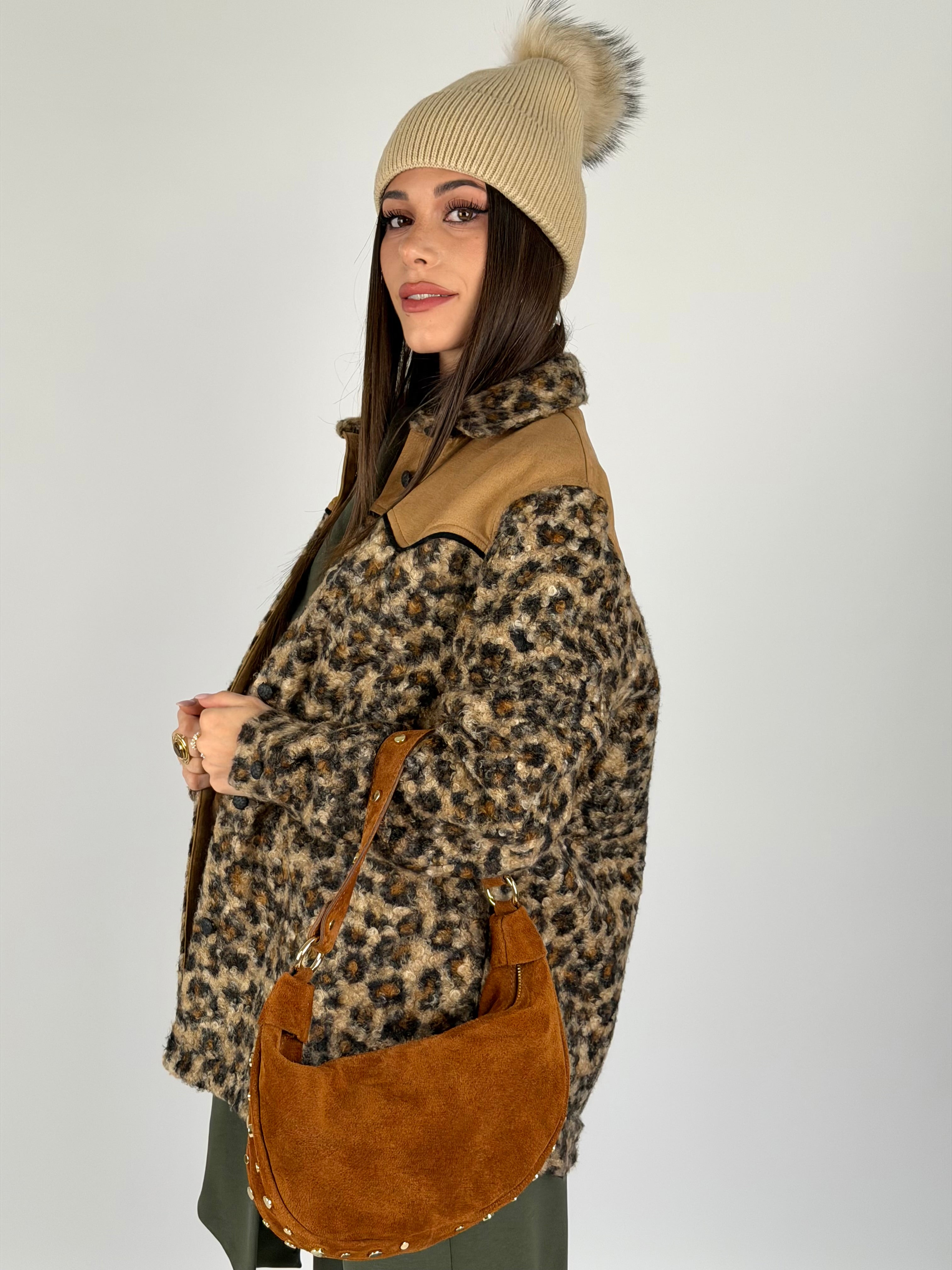 Giubbino teddy Leopard marrone