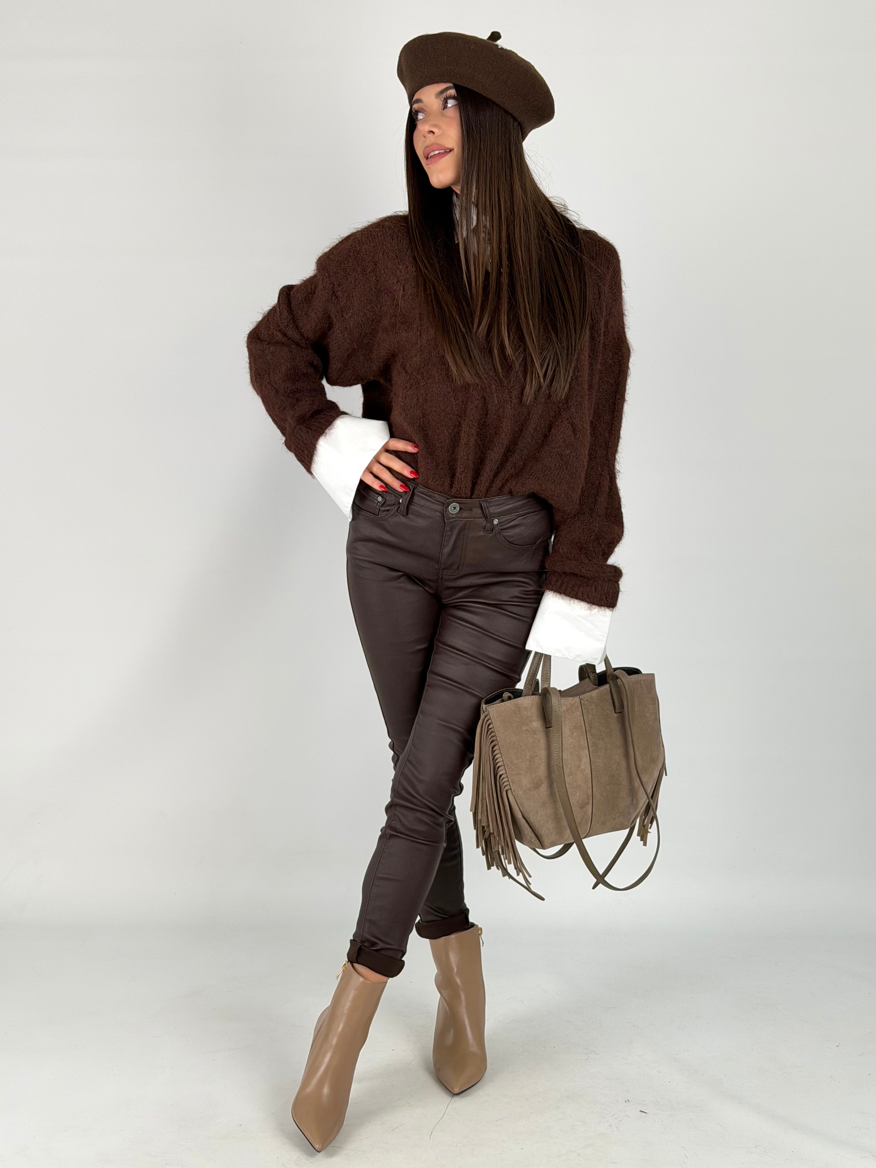 Pantalone in ecopelle BEA moro