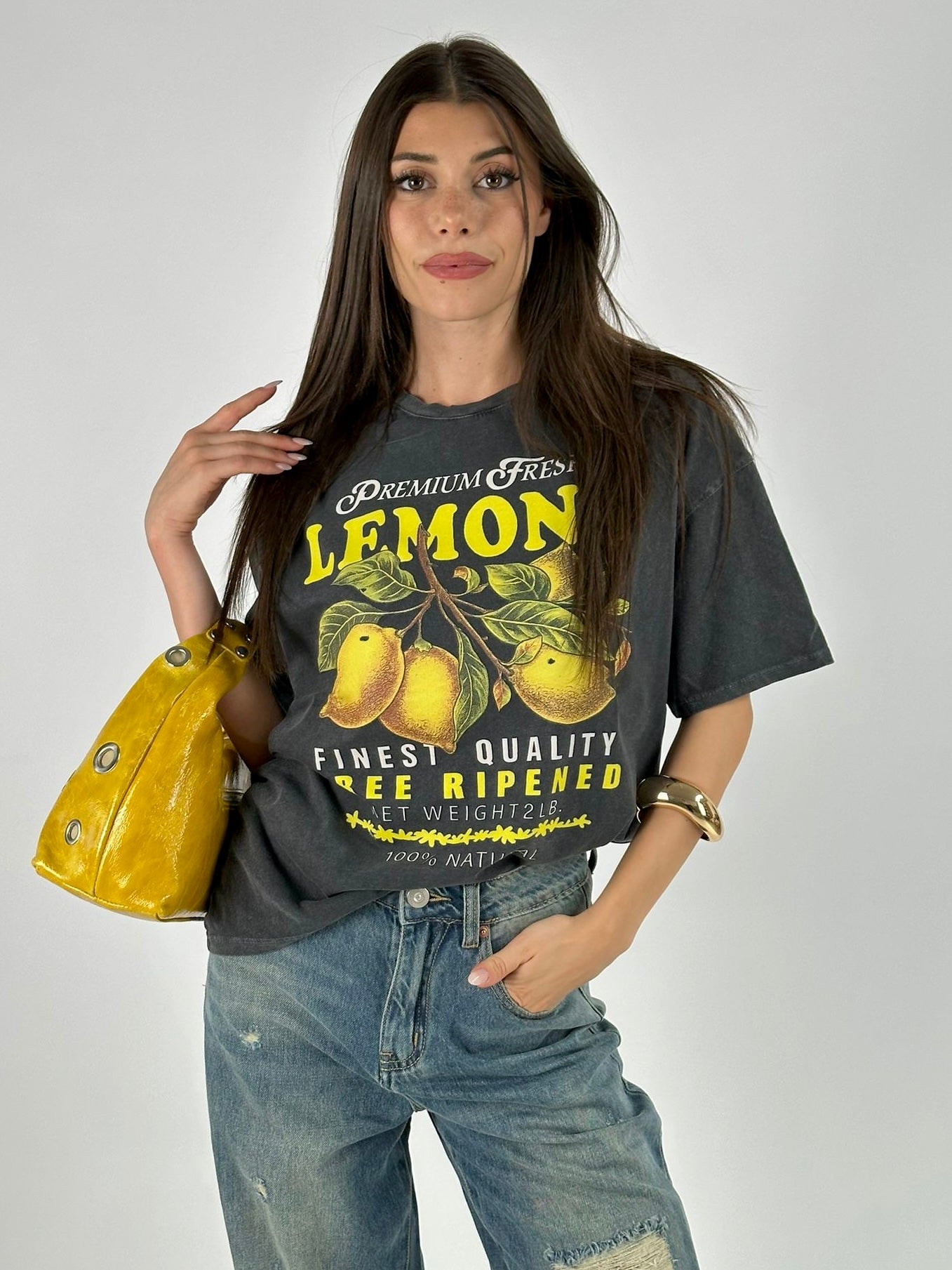 T-shirt premium 100% cotone lemon nera