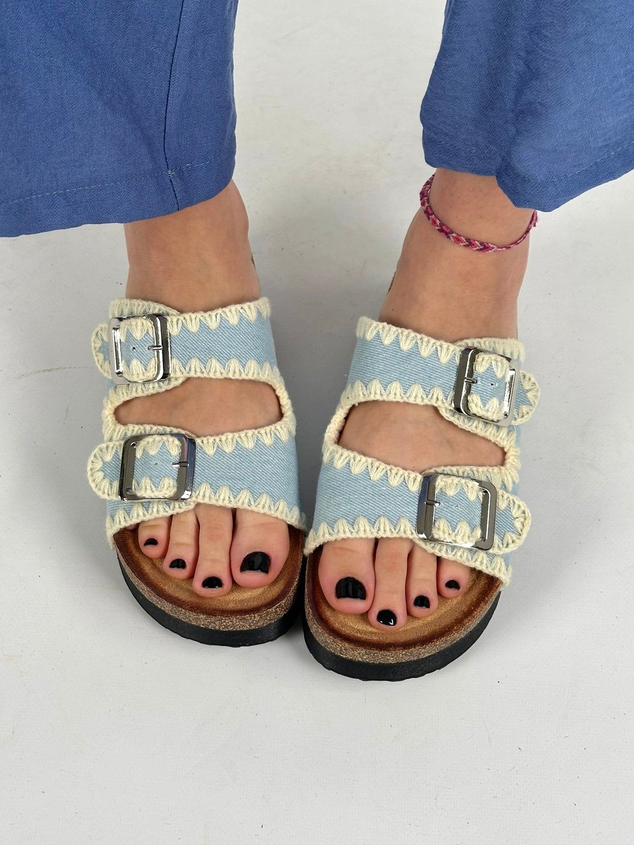 Ciabatta zig zag celeste