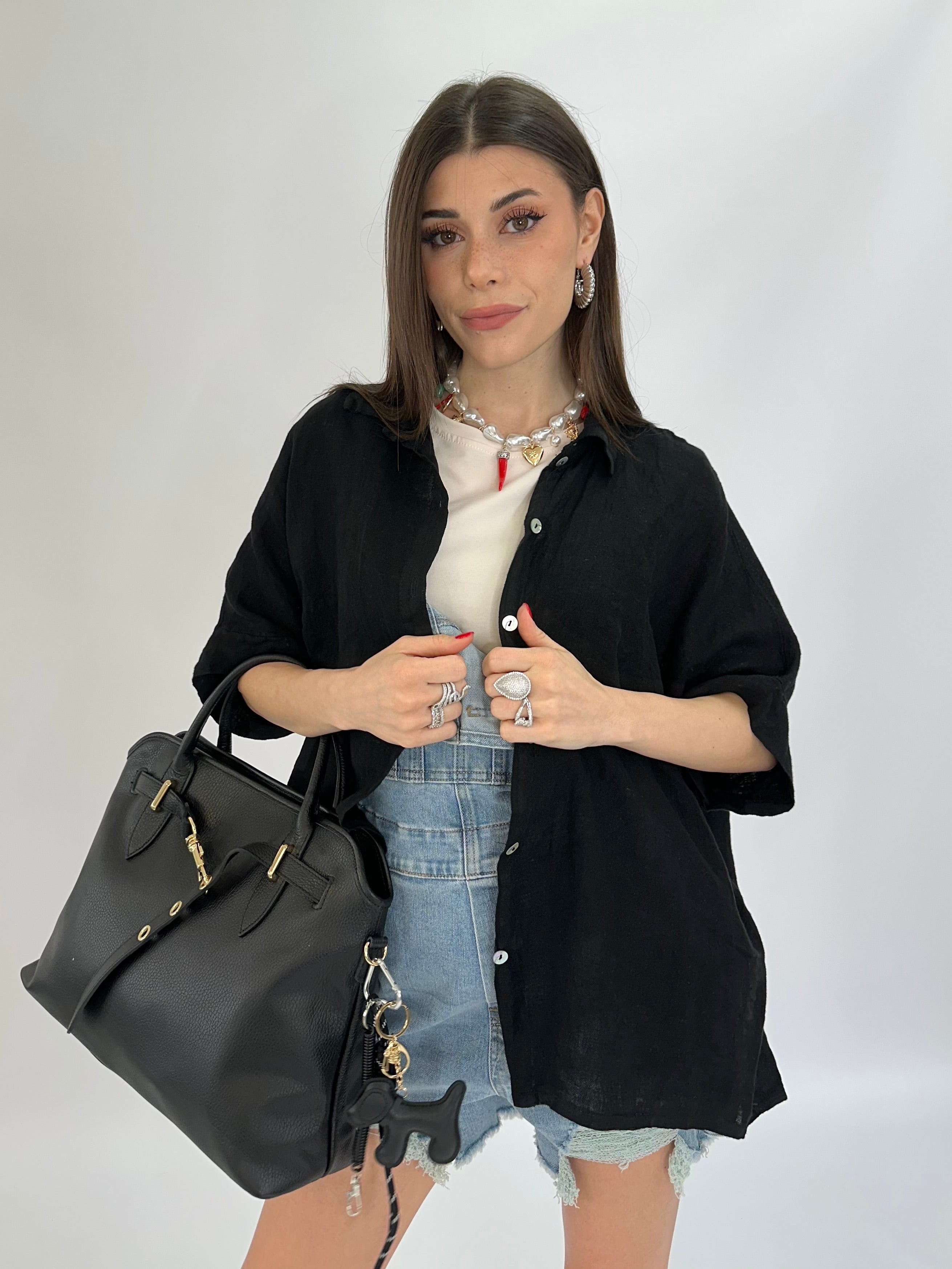 Camicia in puro lino nero