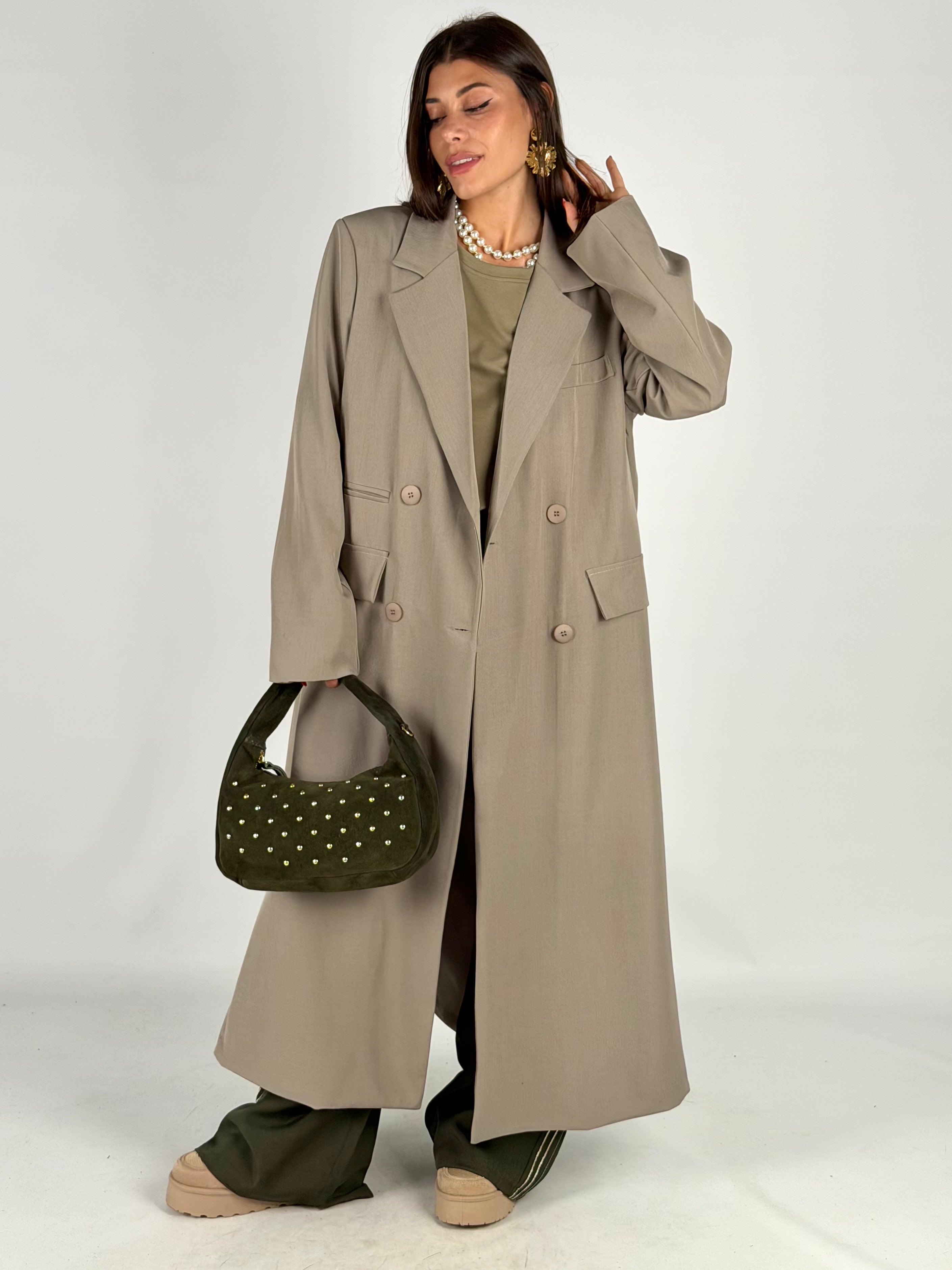 Cappotto lungo doppio petto beige