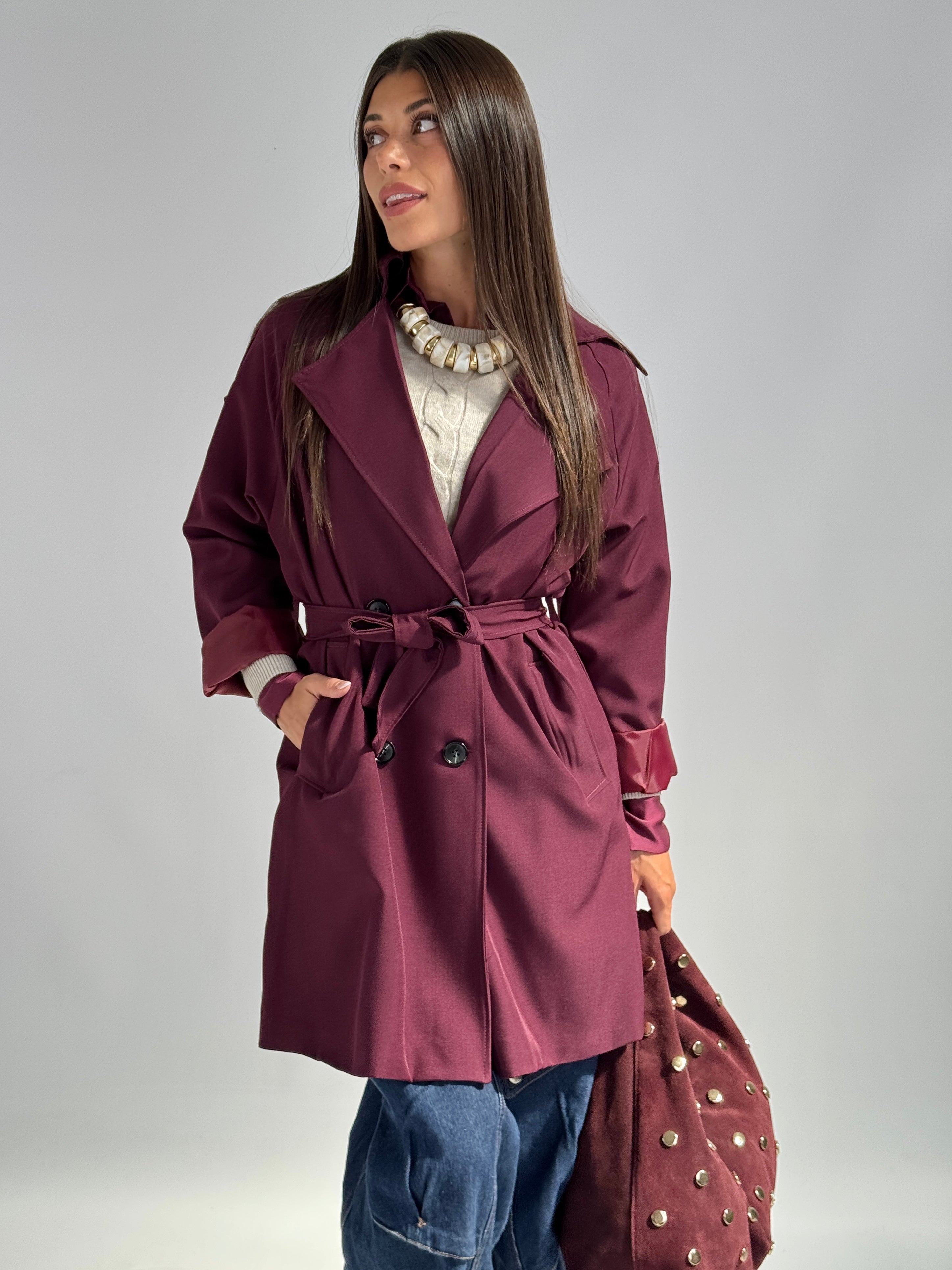 Trench 3/4 bordeaux