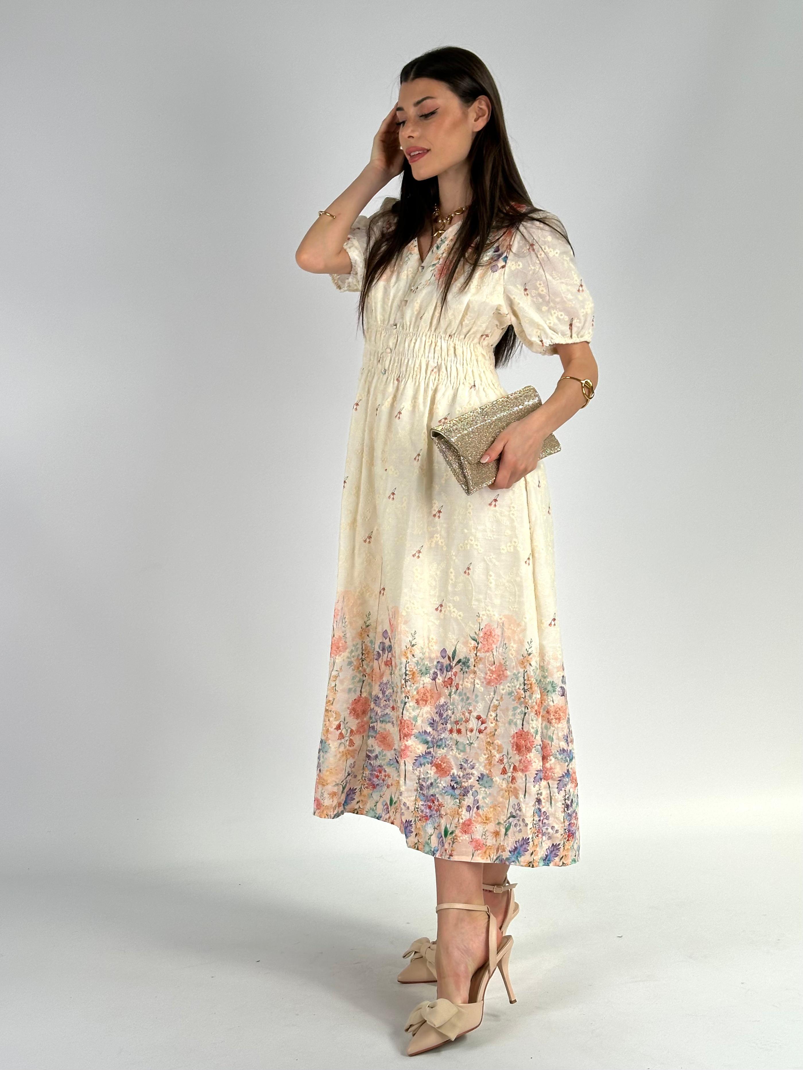 Abito premium flowers beige