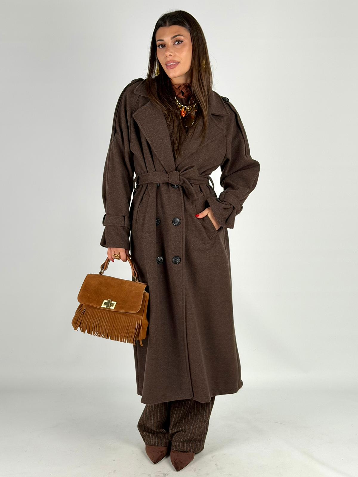 Maxi cappotto fiocco moro